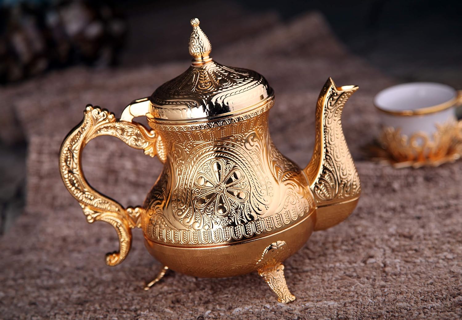 Heybeli – Jarra de tetera decorativa árabe turca (dorada)