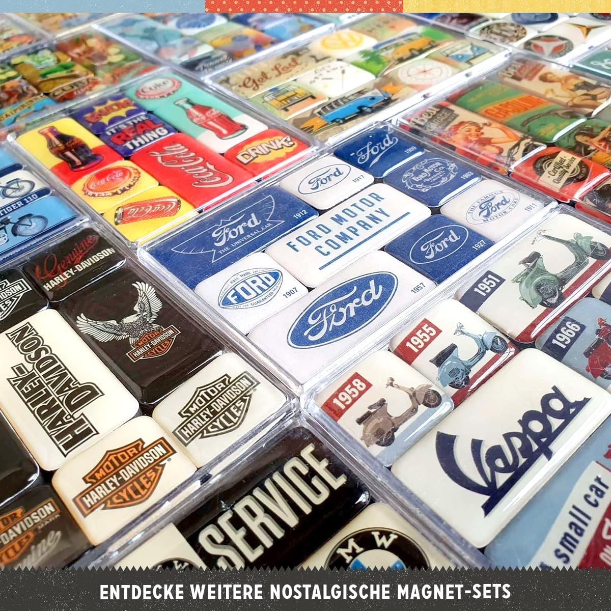 Nostalgic-Art Imanes de nevera estilo retro, barra Tiki  idea de regalo de cocina, juego de imanes para tablero de anuncios, diseño vintage, 9 piezas