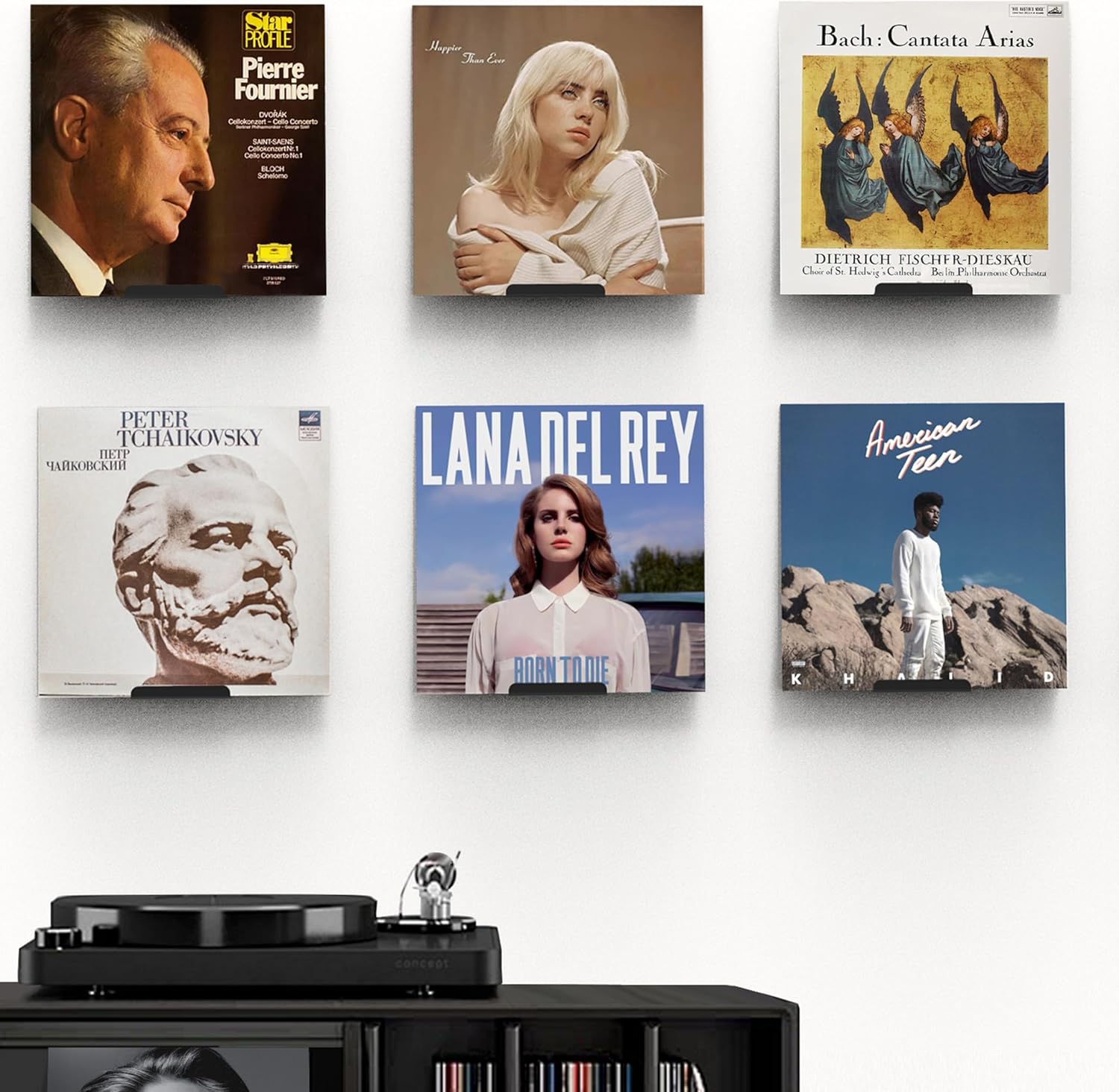 Estante de vinilo transparente para montaje en pared, paquete de 8 unidades, soporte para discos de acrílico, soporte para discos de vinilo y
