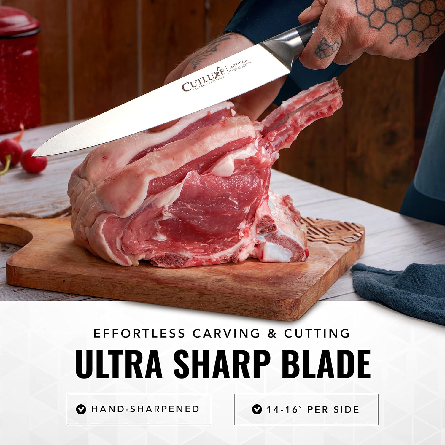 Cutluxe Juego de cuchillos de trinchar  Tenedor y cuchillo de trinchar para carne, barbacoa, pechuga, pavo  Acero alemán de alta calidad afilado