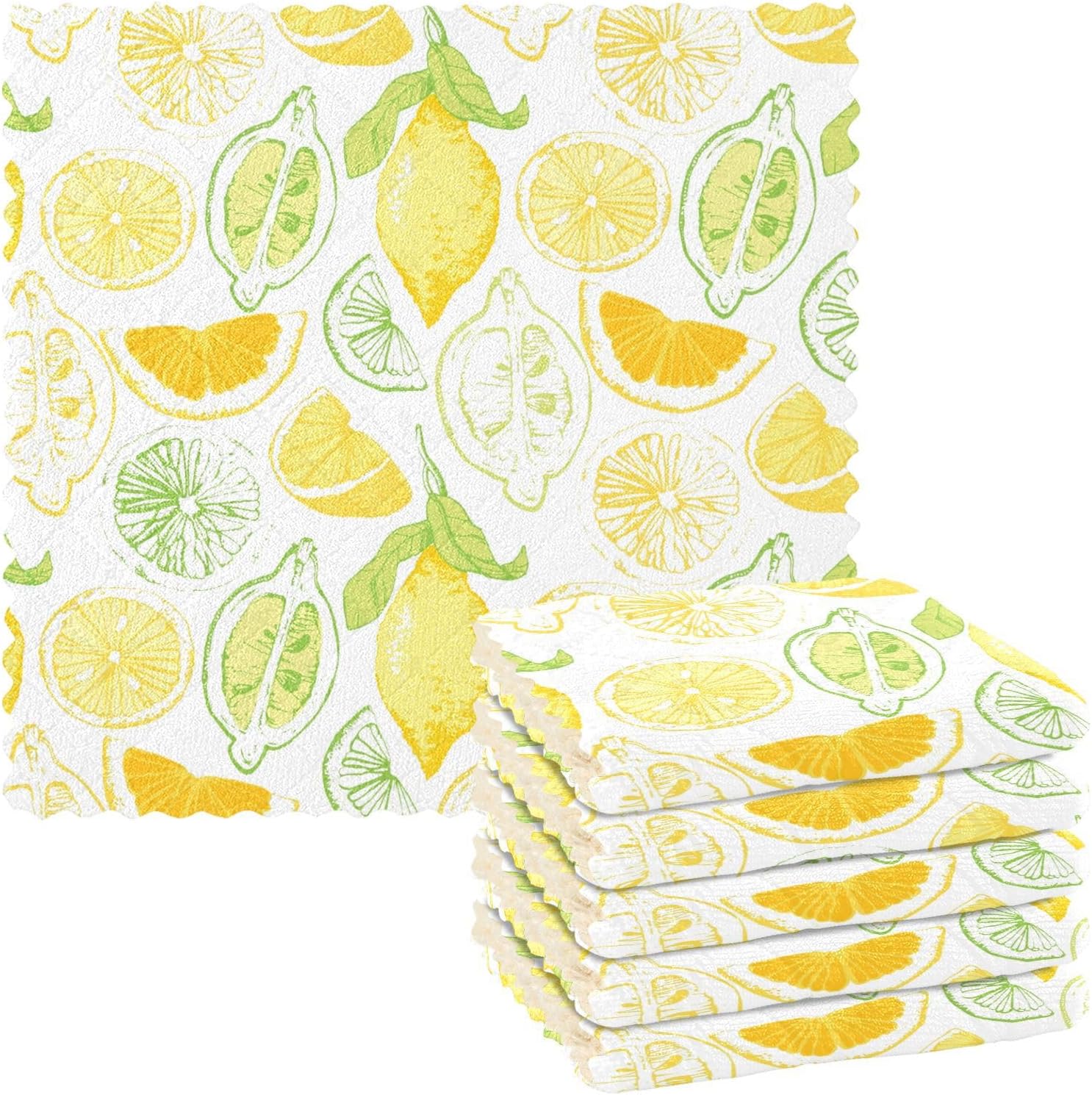 Amarillo Blanco Sketch Oro Limón Toallas de cocina Estilo Paños de cocina Toallas de cocina Terry Paño Toallas de cocina Hogar y Mano Toallas de