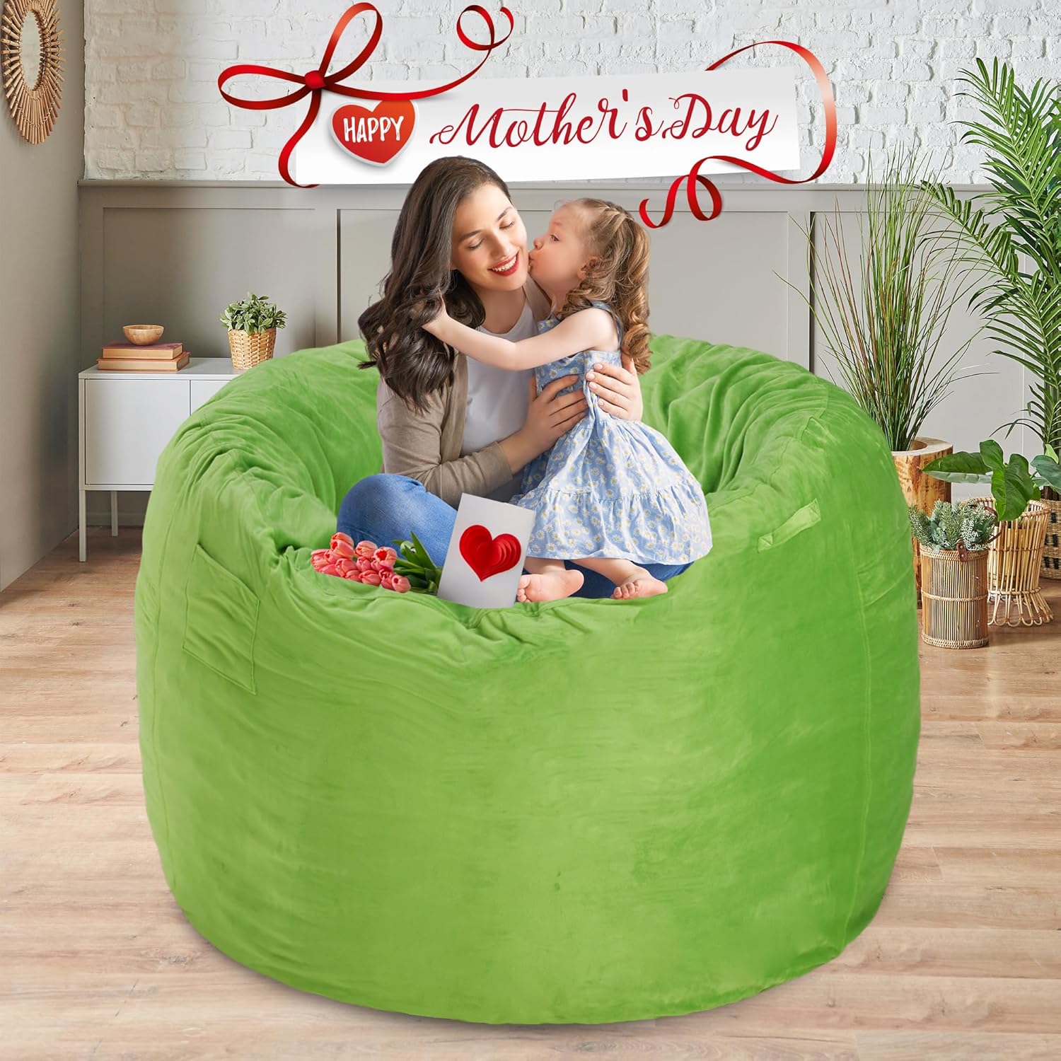 Homguava Bean Bag Chair 3′ Bean Bags con relleno de espuma viscoelástica, sillas de puf grandes, sofá suave con funda de terciopelo holandés-36 × 36
