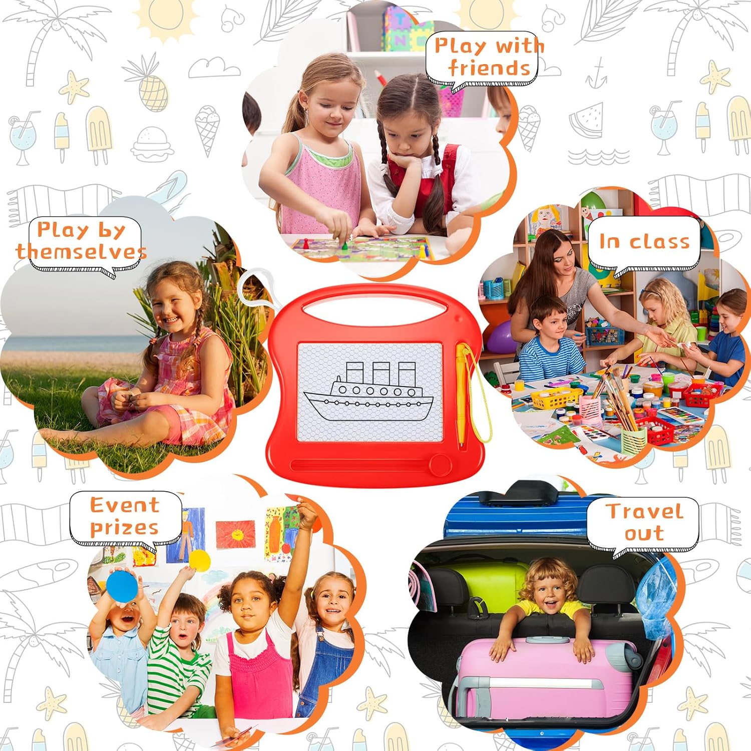 Mini tablero magnético de dibujo de 24 piezas para niños, juego de tablero de garabatos pequeño borrable, portátil, tamaño de viaje, almohadilla de