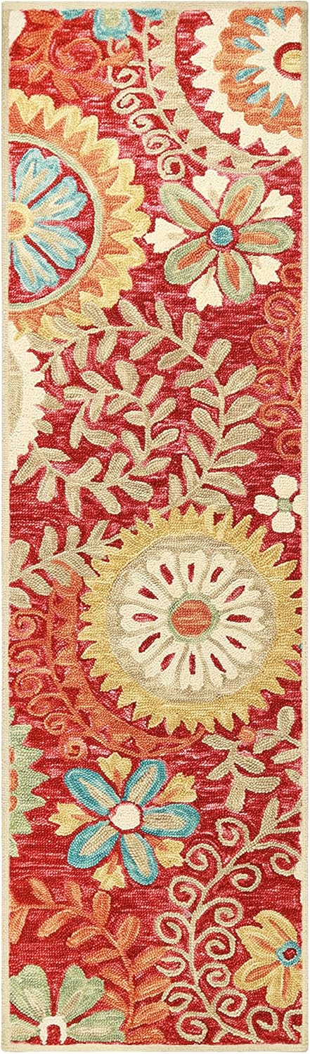 Superior Floral Medallion Eclectic Modern Country Cottage Alfombra de lana hecha a mano hecha a mano para interiores, óxido, 2 pies 5 pulgadas de