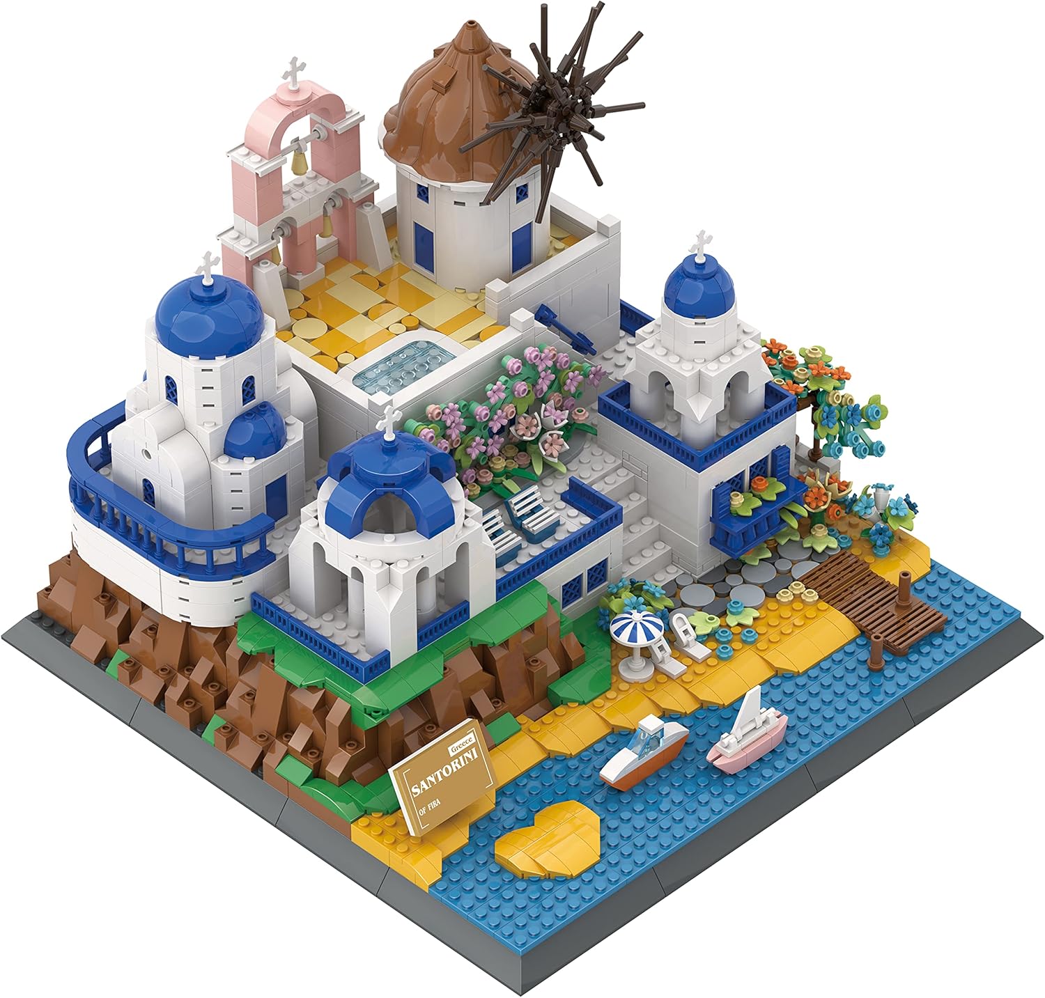 Apostrophe Games Santorini – Juego de bloques de construcción de 1372 piezas, modelo de bloques de construcción para adultos y niños, kit de