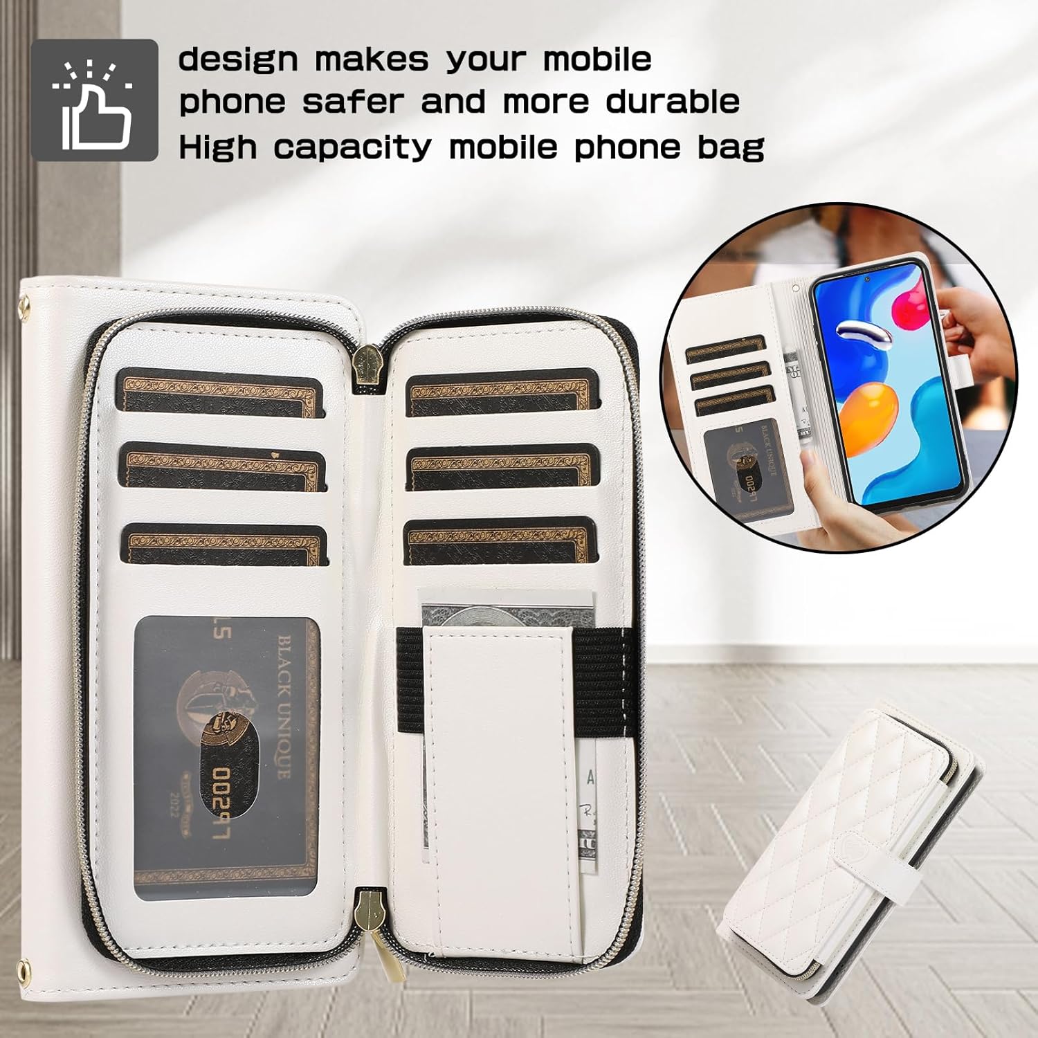 Furiet Funda tipo cartera para Xiaomi Redmi Note 11S11 4G con correa para la muñeca, correa de hombro cruzada, funda de cuero sintético de lujo para
