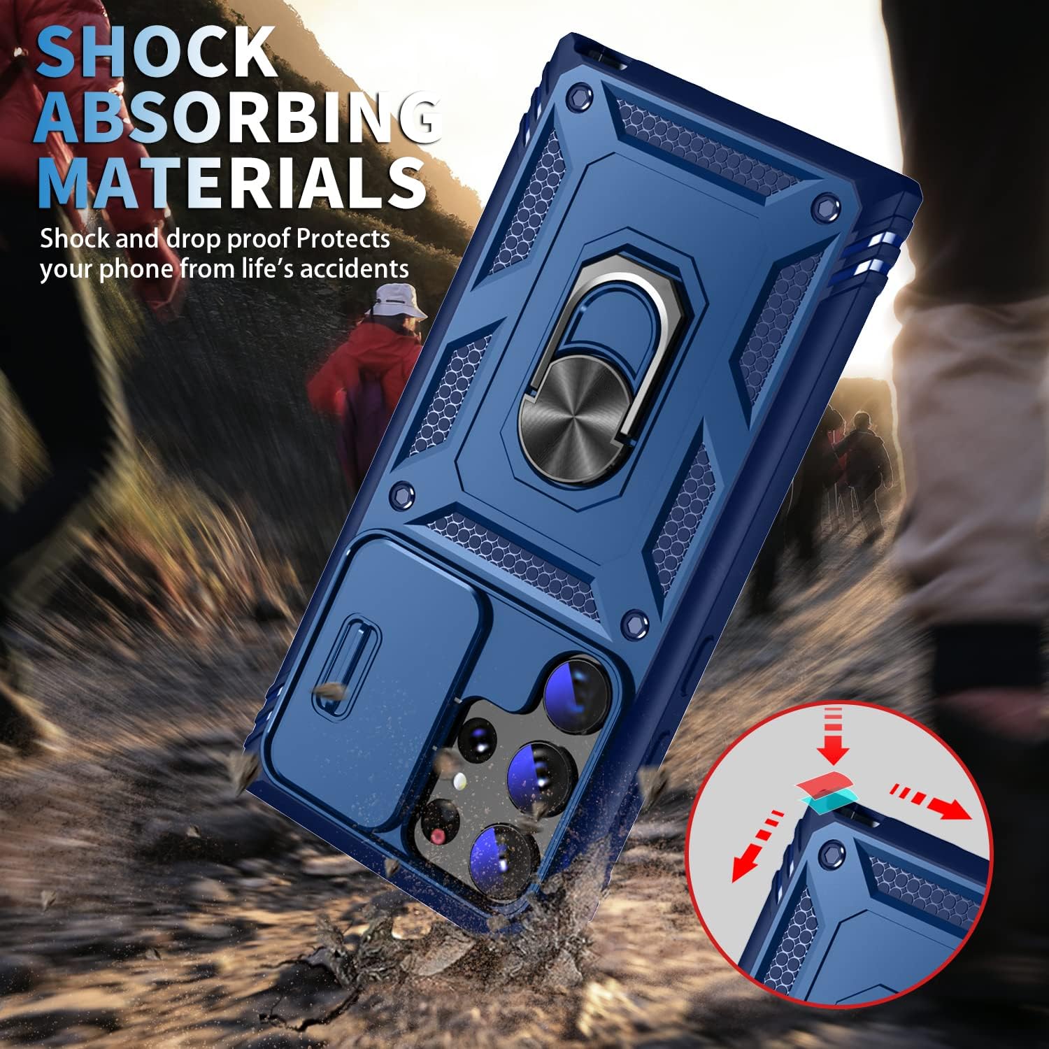 DAWEIXEAU Funda protectora para Galaxy S23 Ultra de 6.8 pulgadas, resistente a los impactos, con función atril para Samsung Galaxy S23 Ultra de 6.8