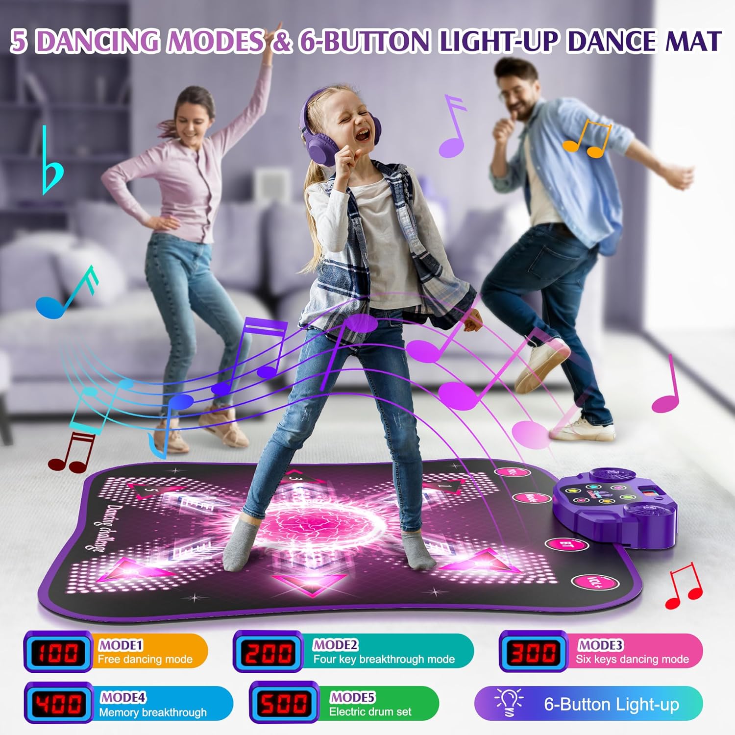 beefunni Juguetes de tapete de baile iluminado para niños de 3 a 12 años, almohadilla de baile electrónica mejorada 2023 con música y Bluetooth,