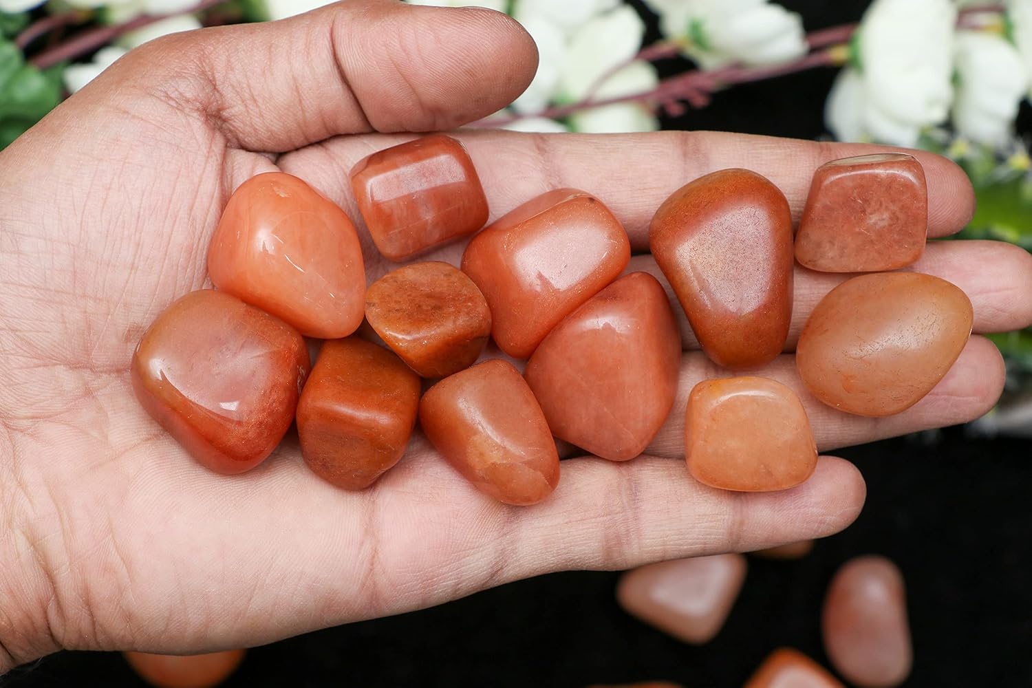 Crocon Piedras y cristales de aventurina roja de 1 libra, a granel de más de 2000 quilates, piedras pulidas, colección Rock, relleno de jarrón con