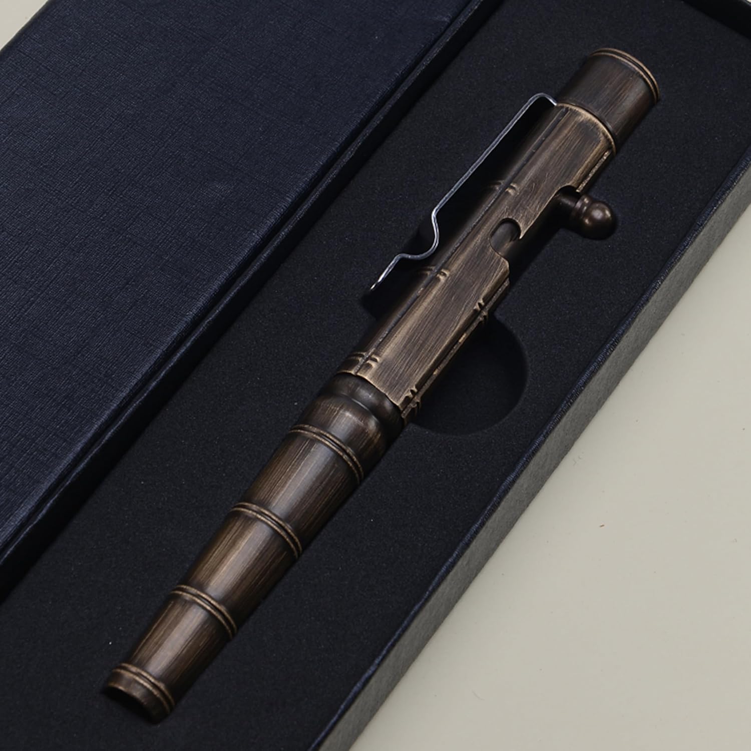 Bolígrafo personalizado con texto o logotipo, bolígrafo de latón con nodo de clip de metal para temblor, parkinson, artritis, oficina, EDC táctico