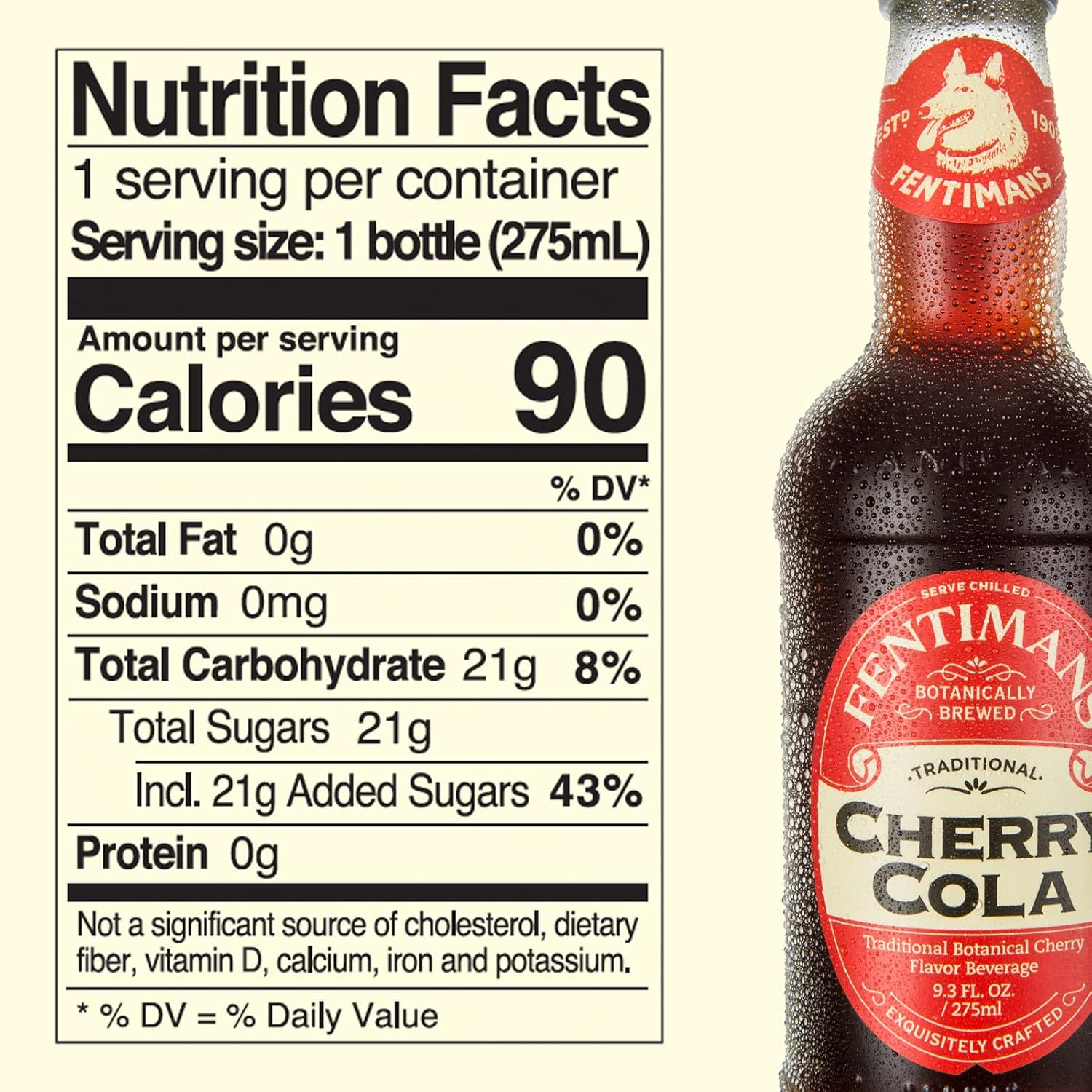 Fentimans Cherry Cola – Refresco de cereza, refresco, refresco artesanal, todos los ingredientes naturales, sin colores ni sabores artificiales, 9.3