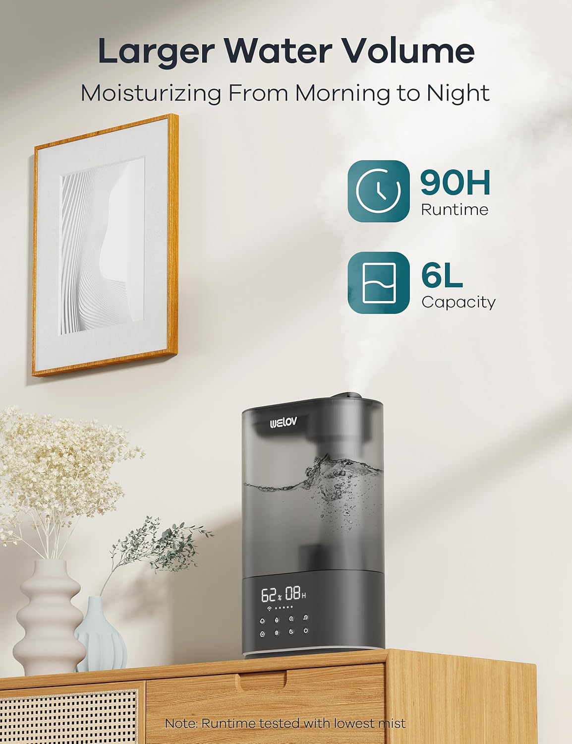 WELOV BoostMist Humidificador de niebla fría para habitación grande, humidificador inteligente para dormitorio, humidificador doméstico de 6 litros