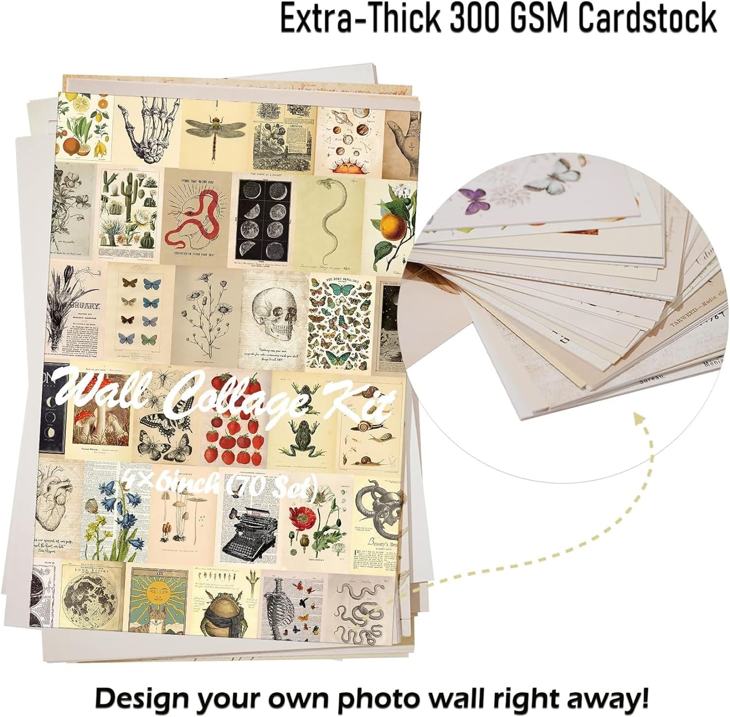 KOSKIMER Kit de collage de pared vintage de 100 piezas, cuadros estéticos, pósteres para habitación estética, decoración de habitación para