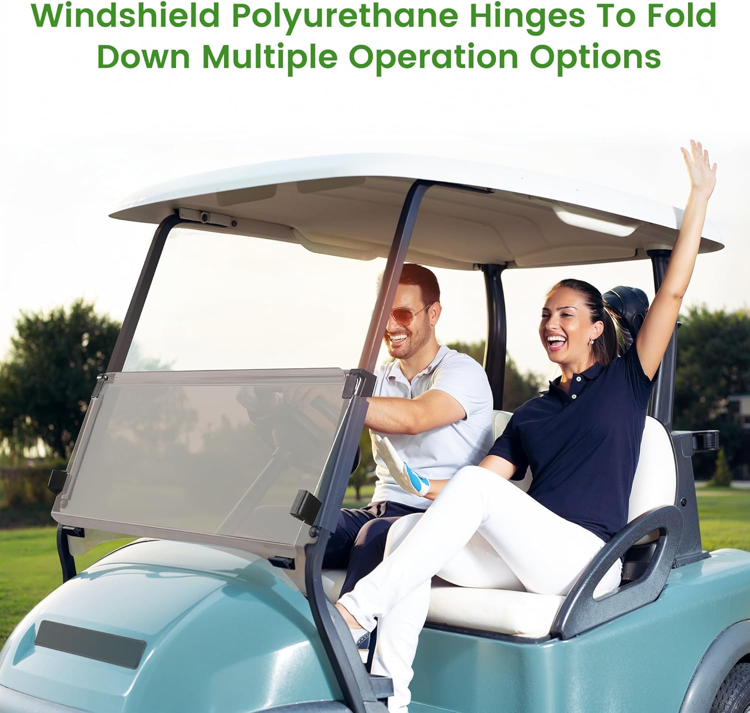 10L0L Club Car Precedent – Parabrisas de carrito de golf para modelos 2004-UP, plegable, compatible con gas o eléctrico (04-21), 37.5 pulgadas de