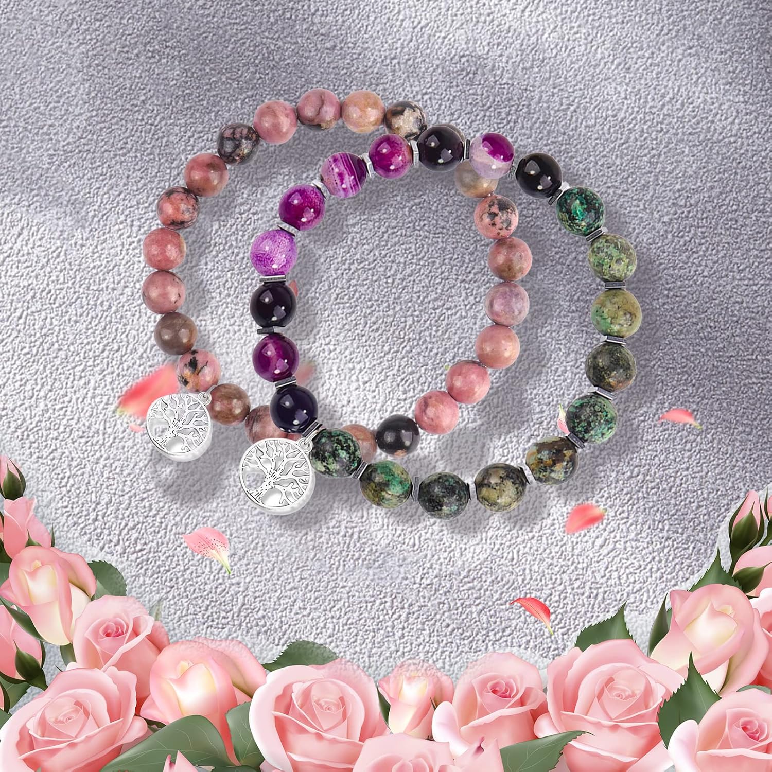 Mothers Day Gifts for Nana Gifts for GrandmaNana, Tree of life Natural Stone Bracelet for womenGrandma Birthday Gifts Nana Gifts