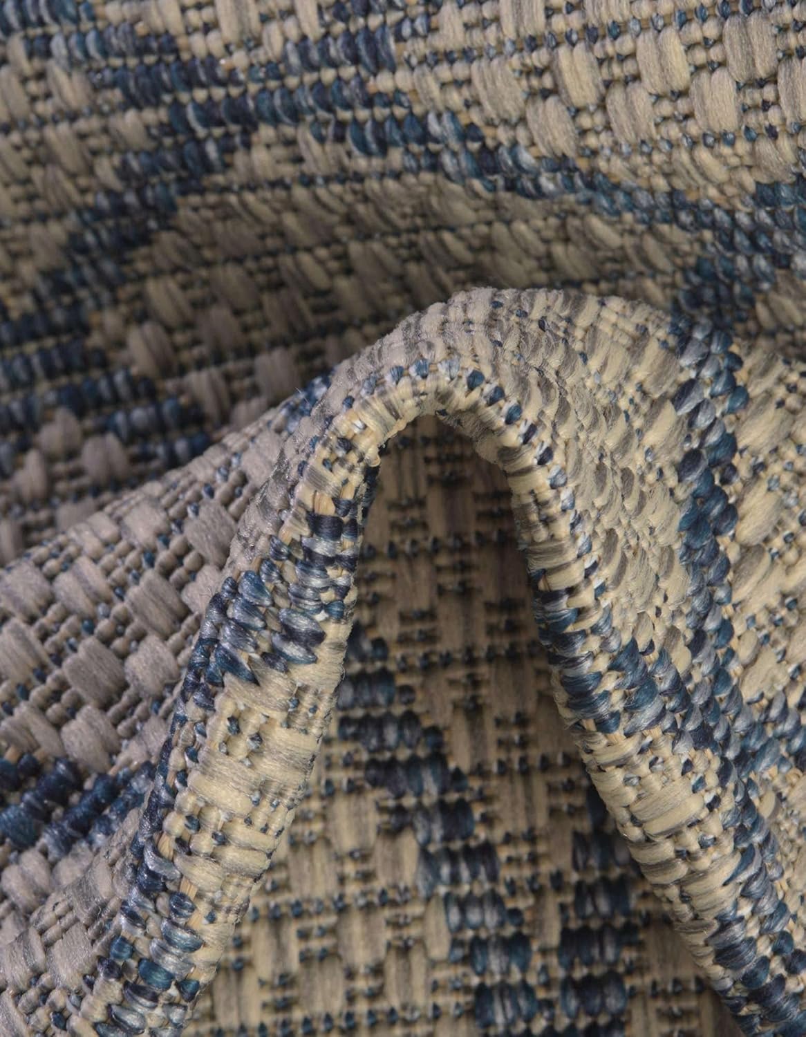 Unique Loom Outdoor Trellis Collection – Alfombra rectangular de 5 pies 3 pulgadas x 8 pies, gris y azul