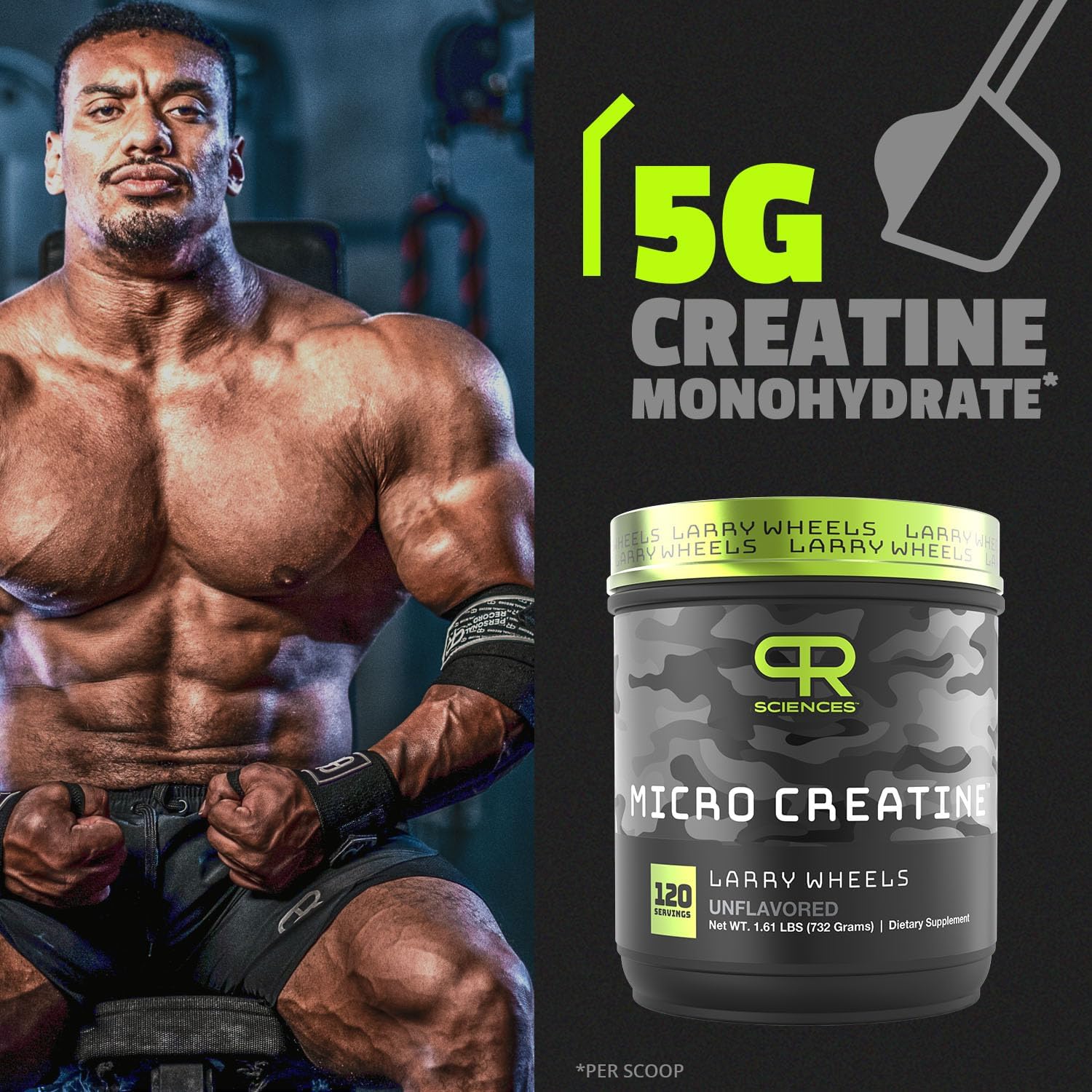 Larry Wheels’ – Polvo de creatina para antes del entrenamiento y después del entrenamiento, polvo que aumenta los músculos para hombres y mujeres,
