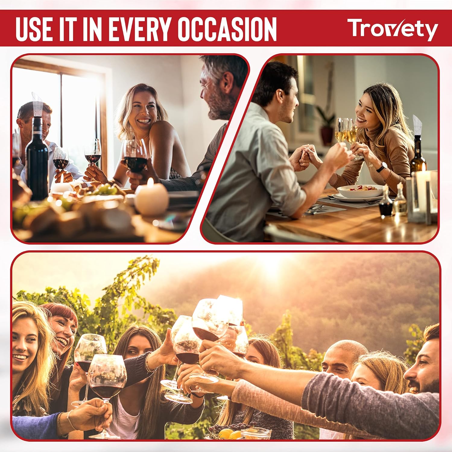Aireadores de 360 grados para vino, difusor oxigenador 2 en 1 y dispensador de vertido, se adapta a botellas estándar, plástico acrílico, goma de