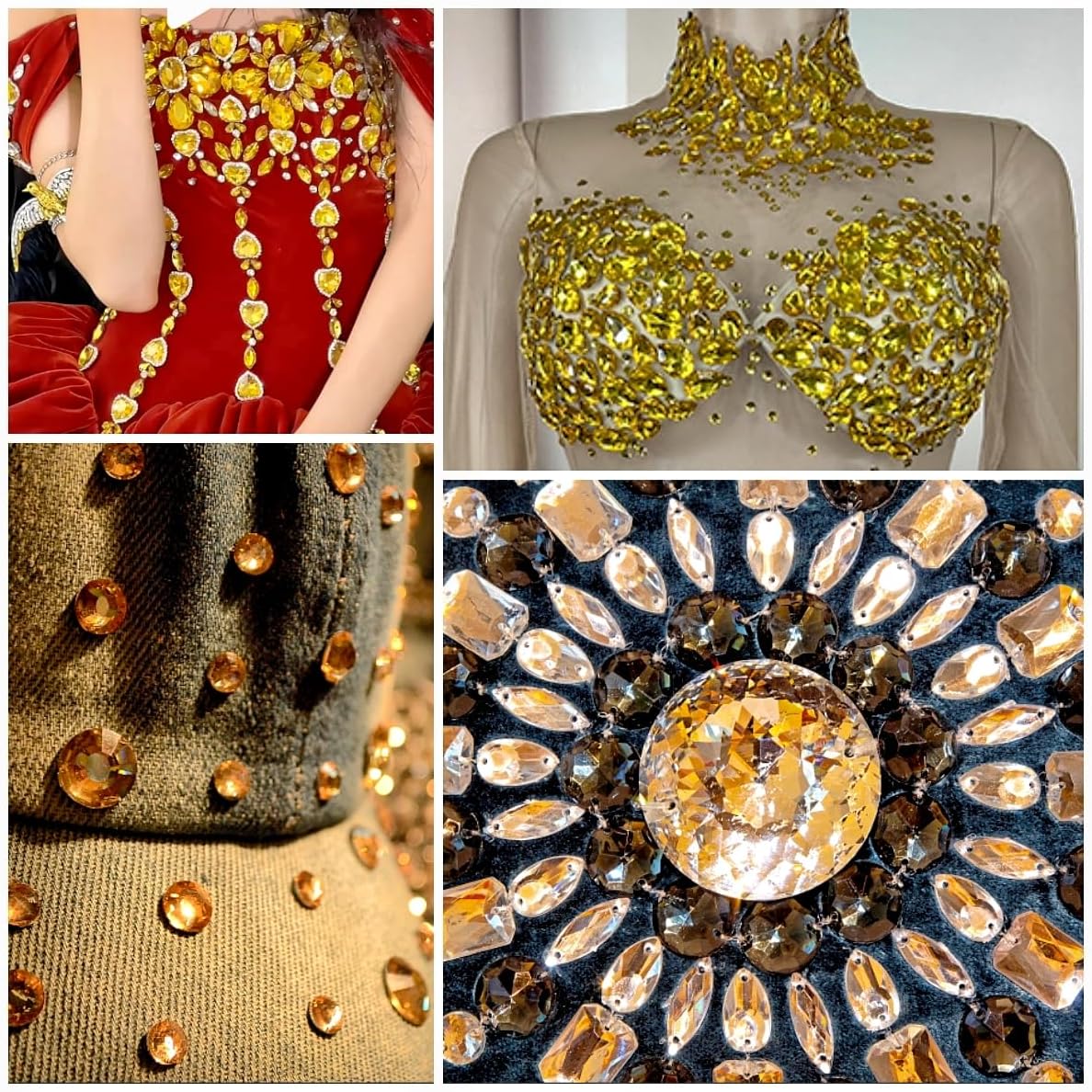 Juego de 650 piezas de diamantes de imitación para coser con parte trasera plana, formas mixtas, diamantes de imitación acrílicos, gemas para