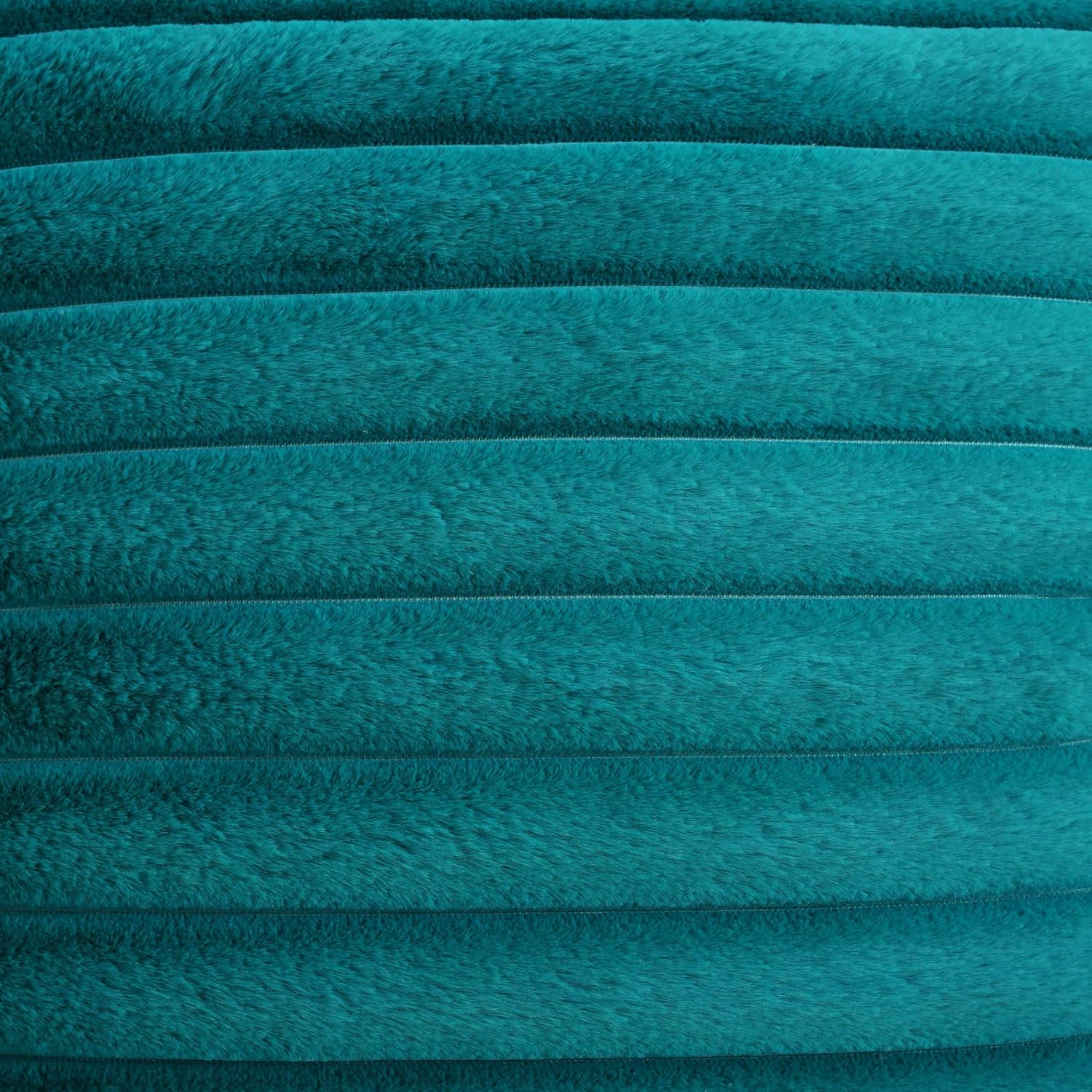 FUTEI – Juego de 2 fundas de almohada decorativas con rayas de color verde azulado, 22 x 22 pulgadas, cuadradas y primaverales, piel sintética de