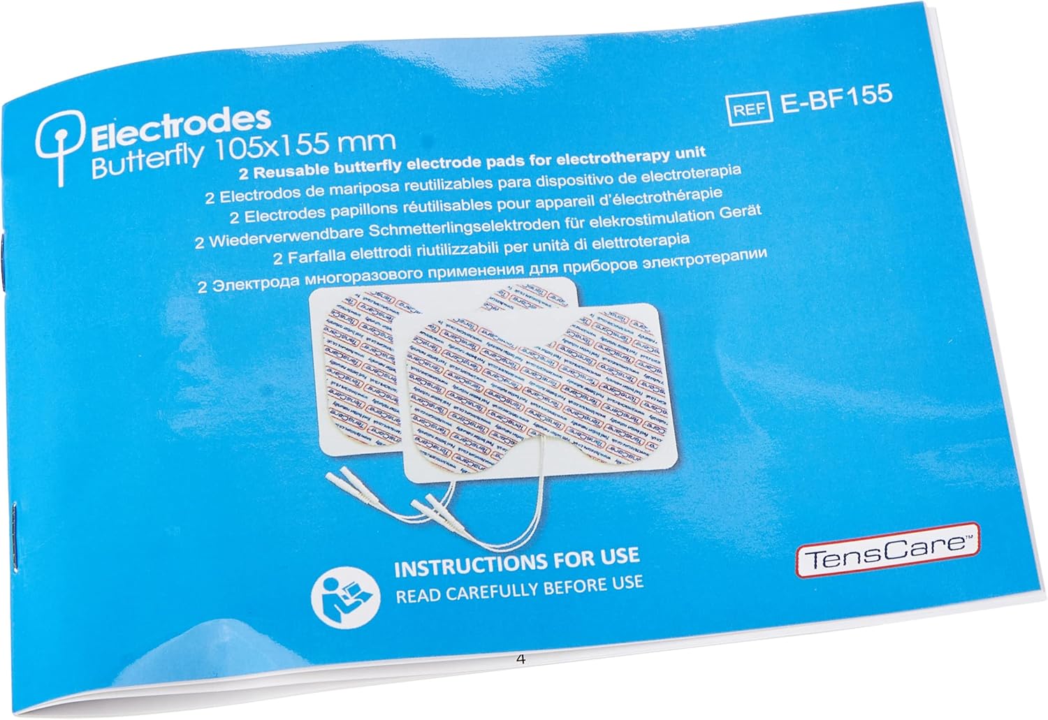 TensCare  2 almohadillas de electrodo de mariposa, ideales para aliviar el dolor o crecimiento muscular grandes áreas (espalda, muslos, parte