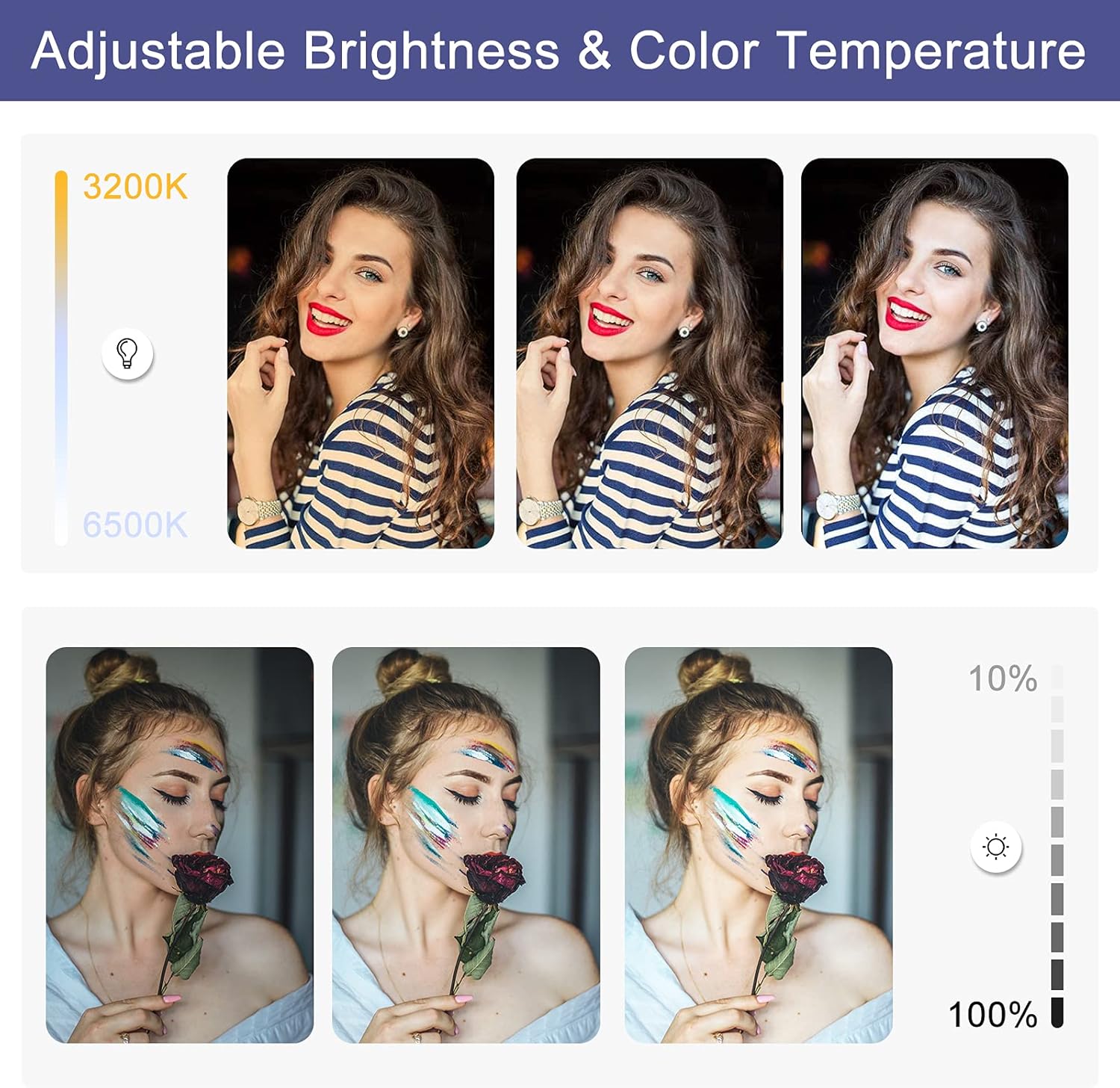 Luz de video LED de 3000 mAh, panel de luz suave recargable de 2500 k-6500 K, luz de videoconferencia con trípode de clip, luz para selfies,