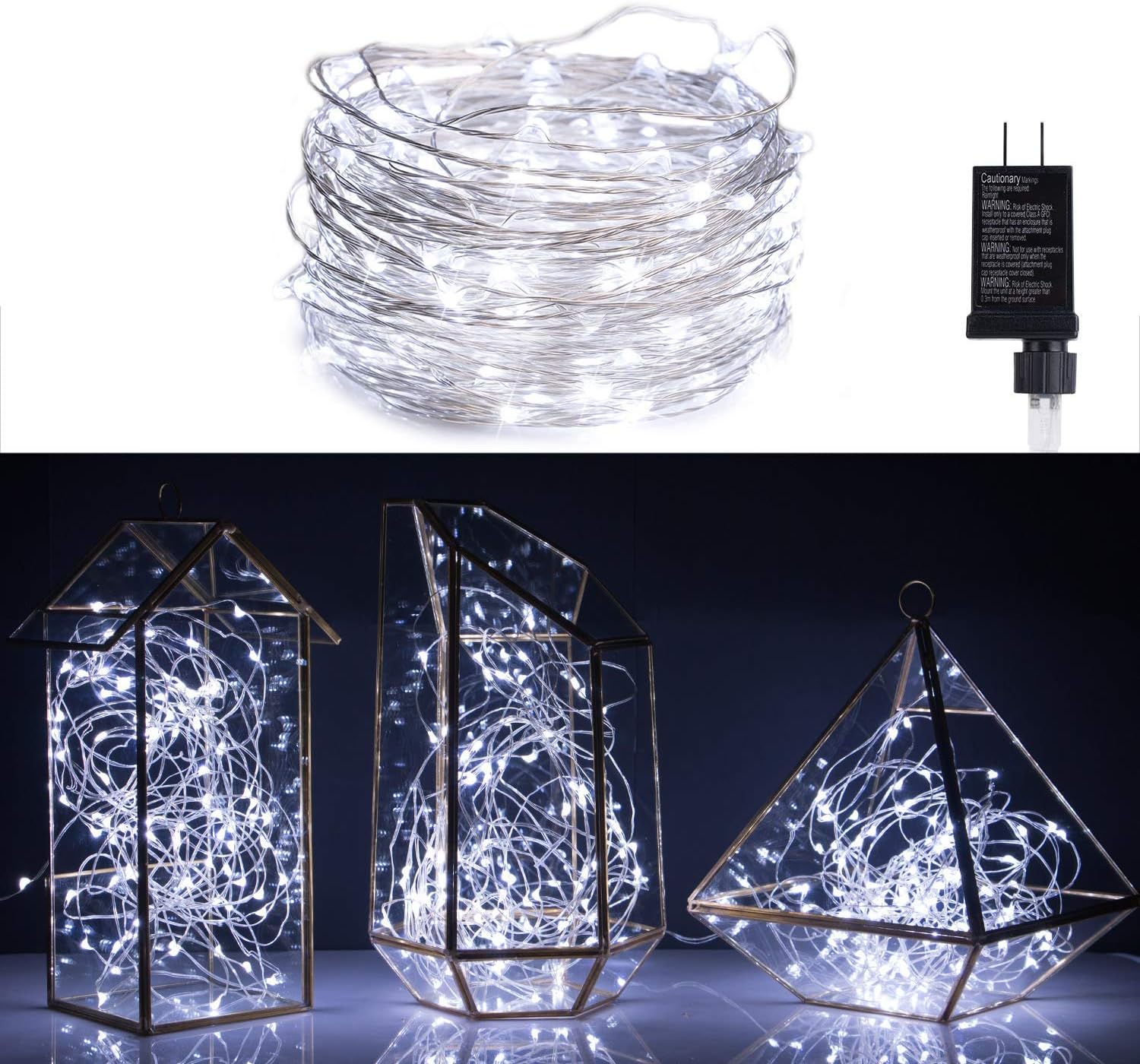 100 guirnaldas de luces LED de 32 pies de tipo luciérnaga, luces estrelladas impermeables en alambre de cobre recubierto de plata, perfecto para