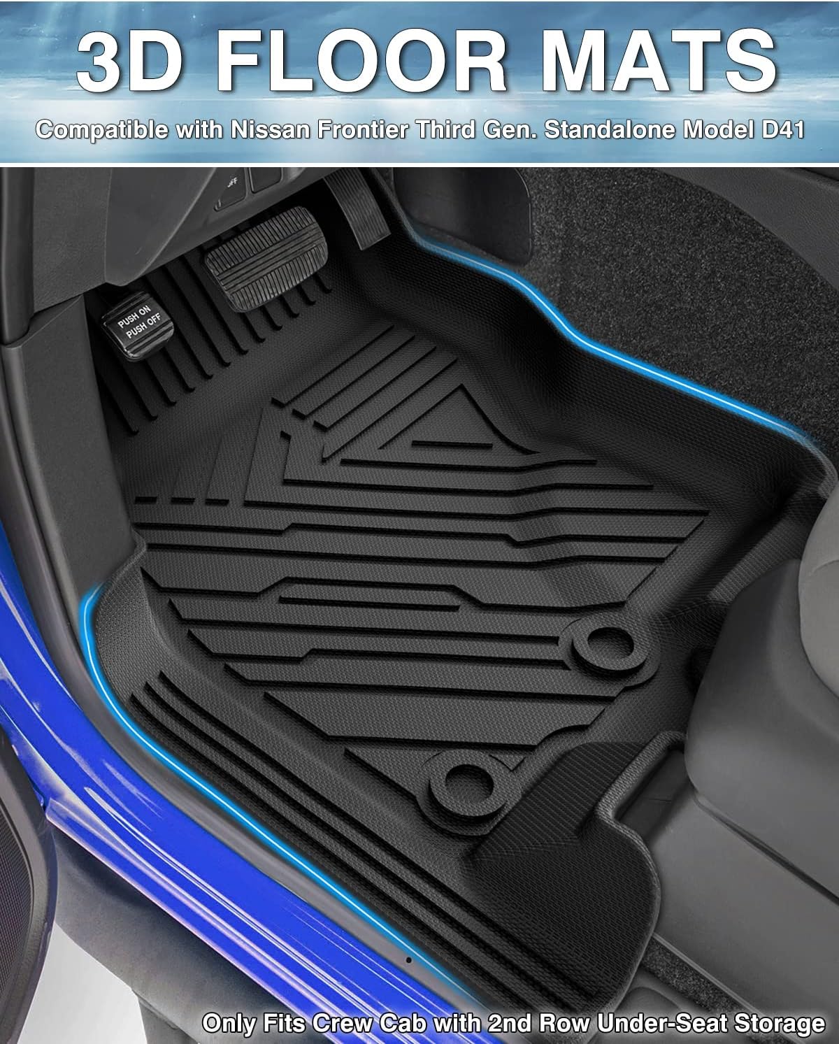 Mixsuper Liner Alfombrillas para Nissan Frontier Crew Cab 2022-2024 con 2 fila de almacenamiento debajo del asiento, forros para todo tipo de clima,