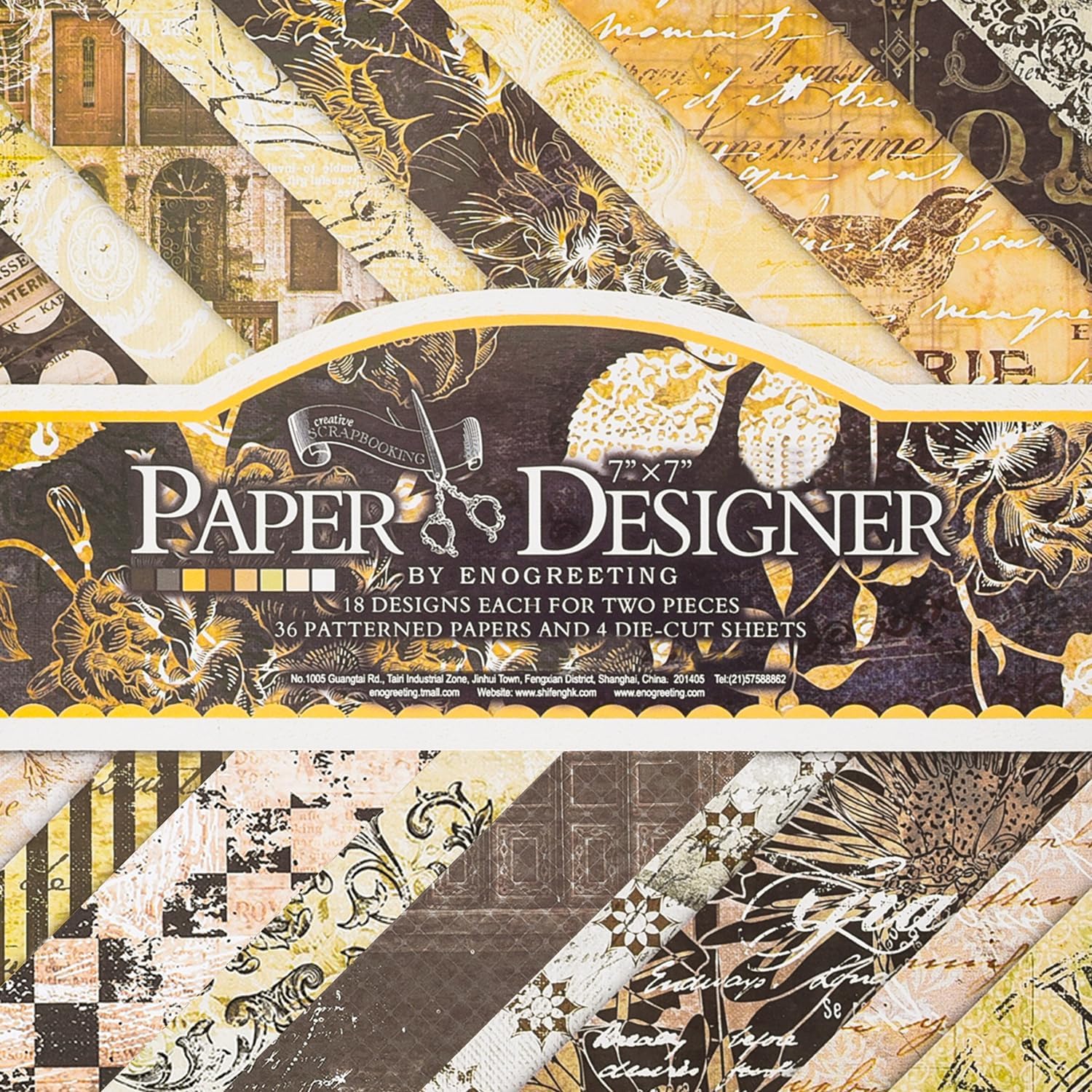 EAMOTOL Bloc de papel retro para álbumes de recortes, 7 x 7 pulgadas, 40 hojas de fondo decorativo de un solo lado con estampado floral negro para