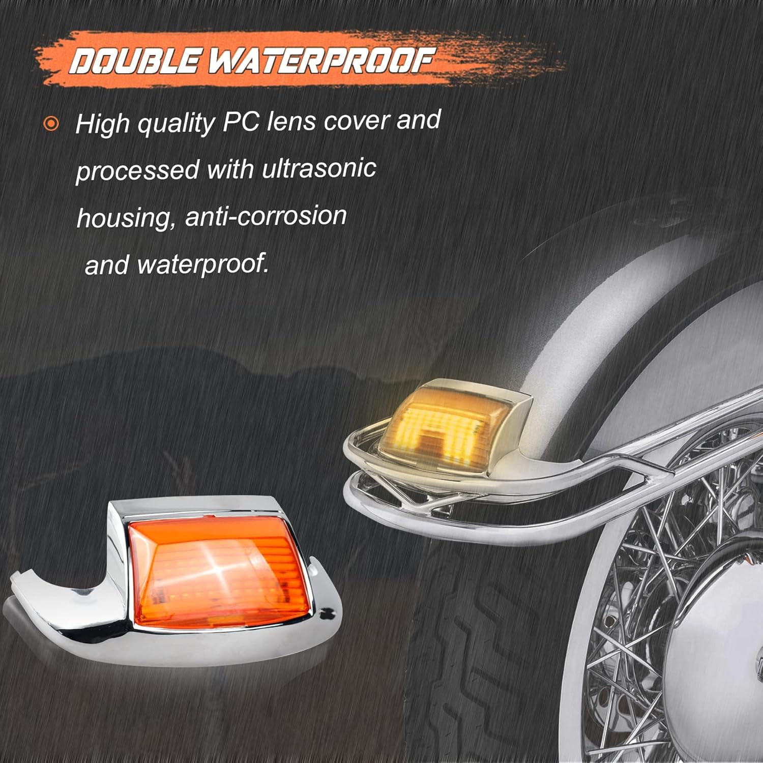 NTHREEAUTO 2 luces LED para guardabarros delanteros y traseros, compatibles con Harley Road King Electra Glide Ultra Classic Heritage Softail