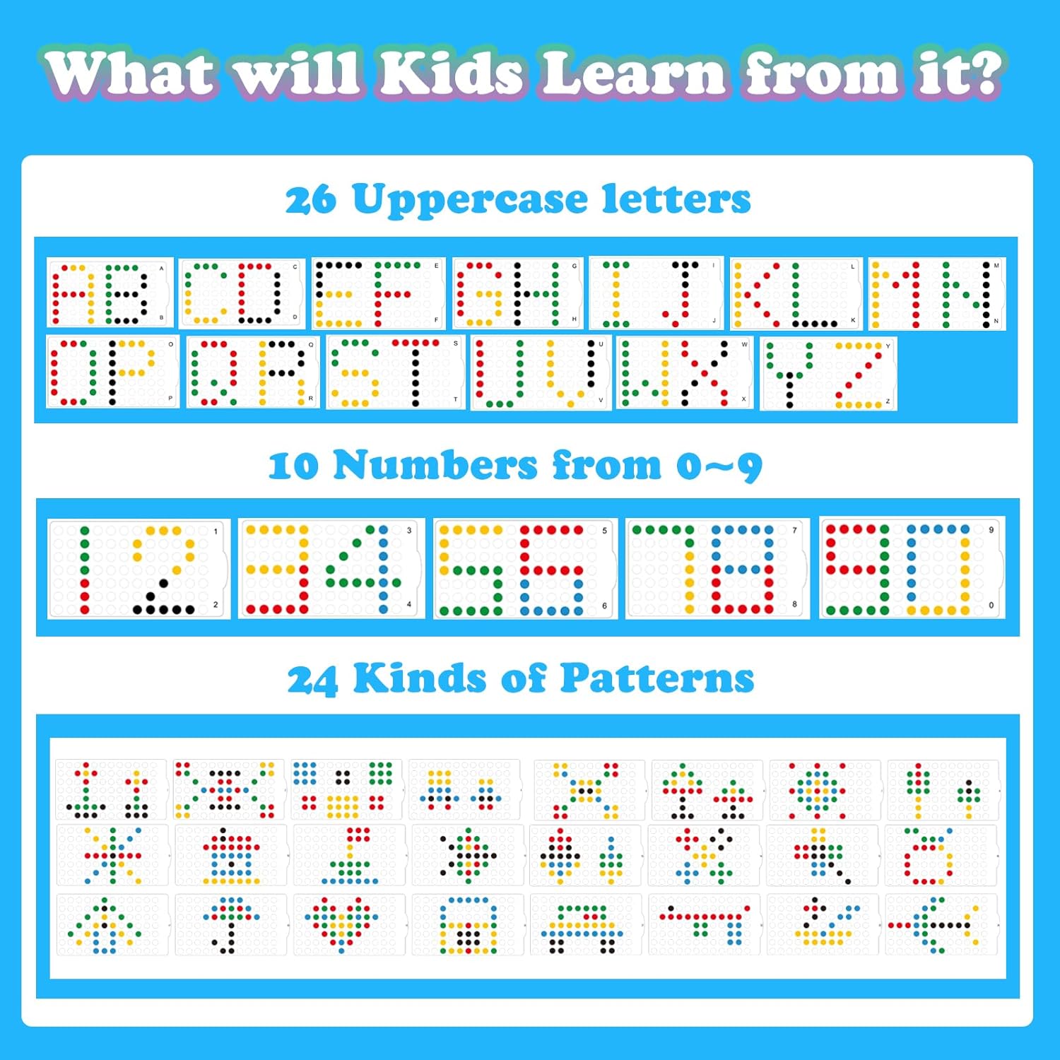 Juego de letras y números magnéticos para niños pequeños, tablero de dibujo magnético con cuentas y 2 bolígrafos, arte de puntos magnéticos,