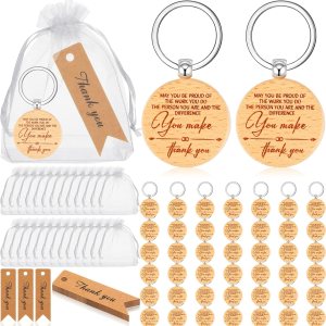 144 llaveros de agradecimiento para empleados, etiqueta de madera, llavero inspirador a granel para compañeros de trabajo (estilo simple) 144 llaveros de agradecimiento para empleados, etiqueta de madera, llavero inspirador a granel para compañeros de trabajo (estilo simple)