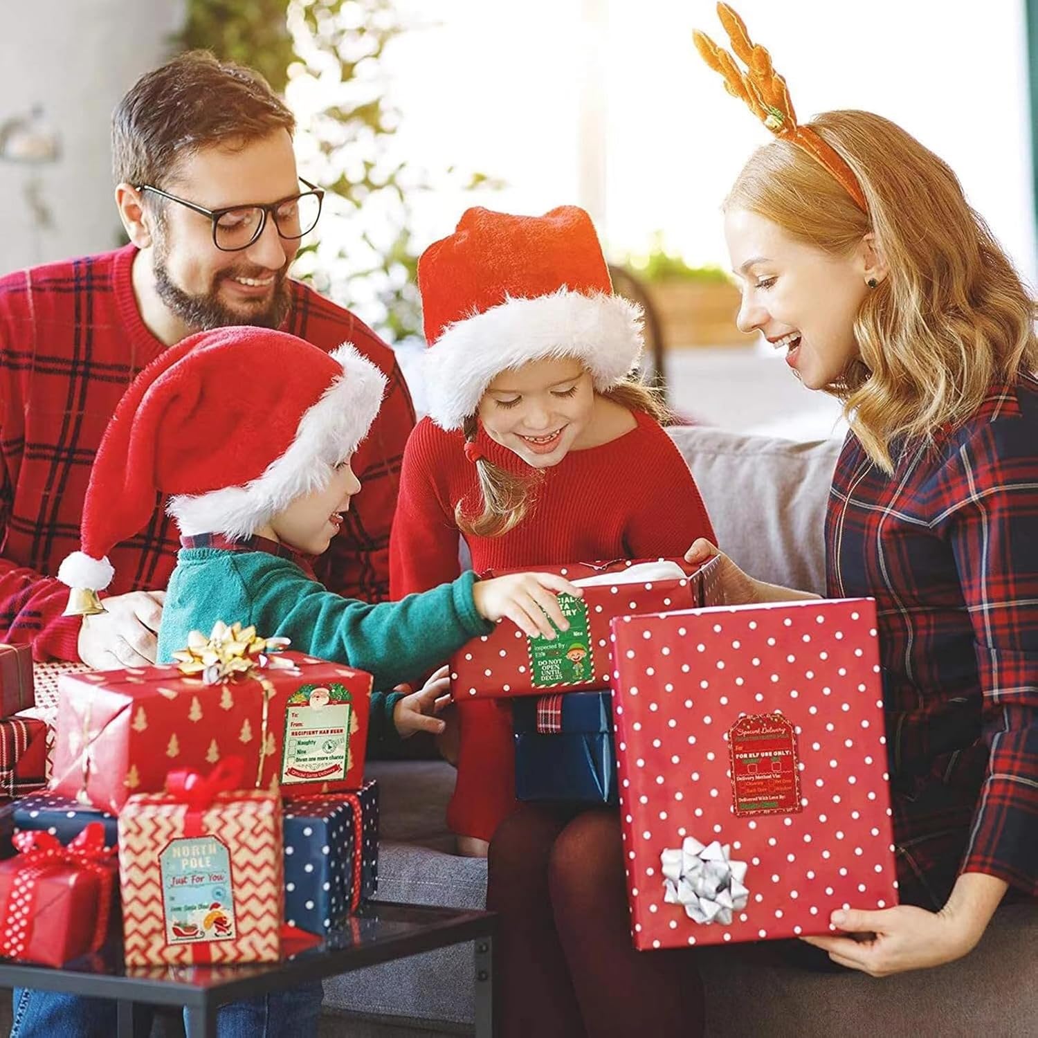 200 calcomaníasrollo de calcomanías de Navidad, decoración de vacaciones, regalo, calcomanías autoadhesivas, calcomanías de la naturaleza para