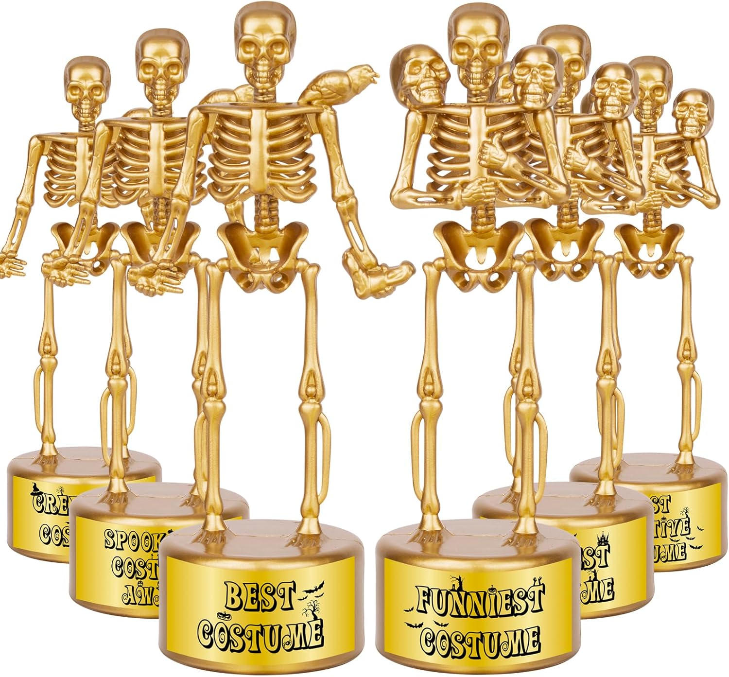 Trofeos de esqueleto de Halloween para niños y adultos, paquete de 6 trofeos divertidos de esqueleto de Halloween, trofeos de plástico para premios