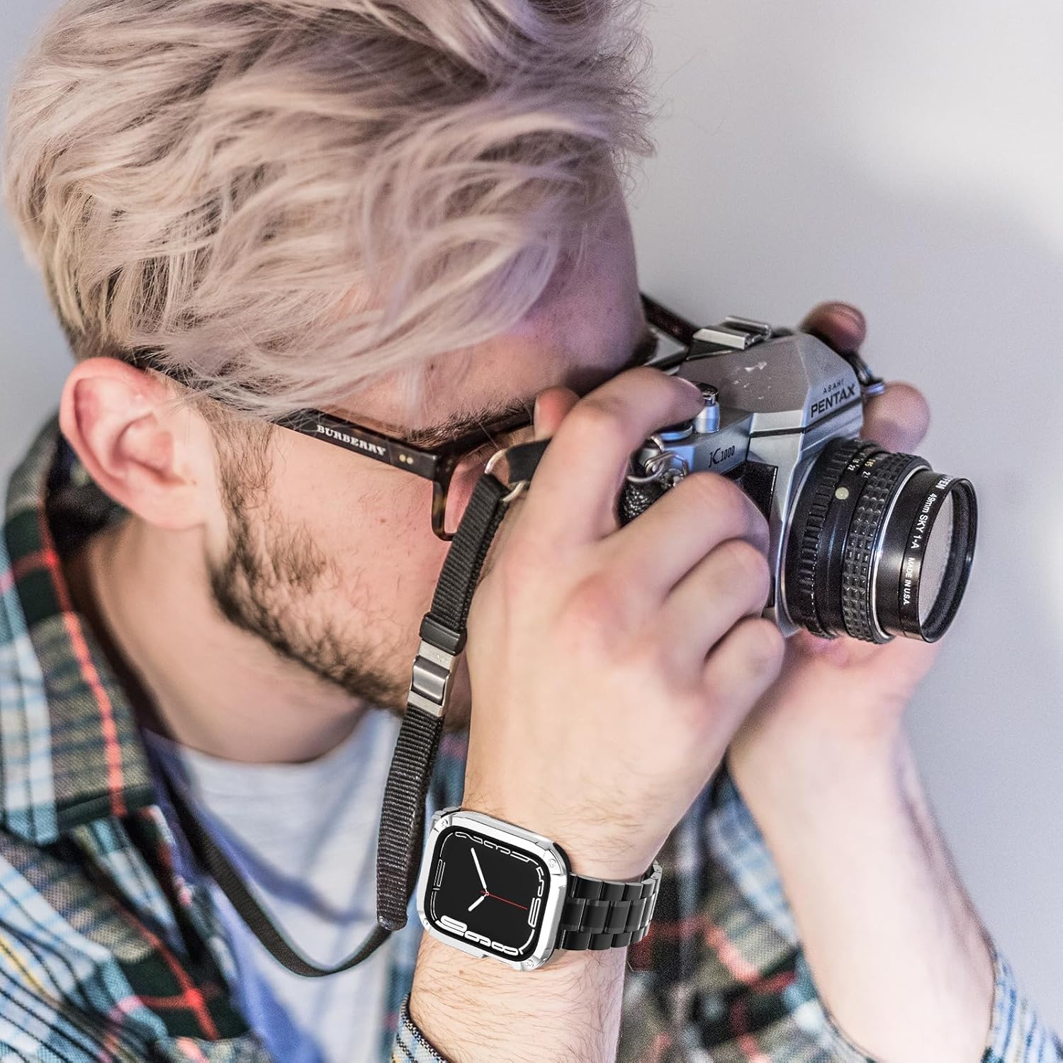 KADES Correa de acero inoxidable sólida compatible con Apple Watch de 1.929 in 1.772 in 1.732 in 1.654 in 1.614 in 1.575 in 1.496 in, correa de