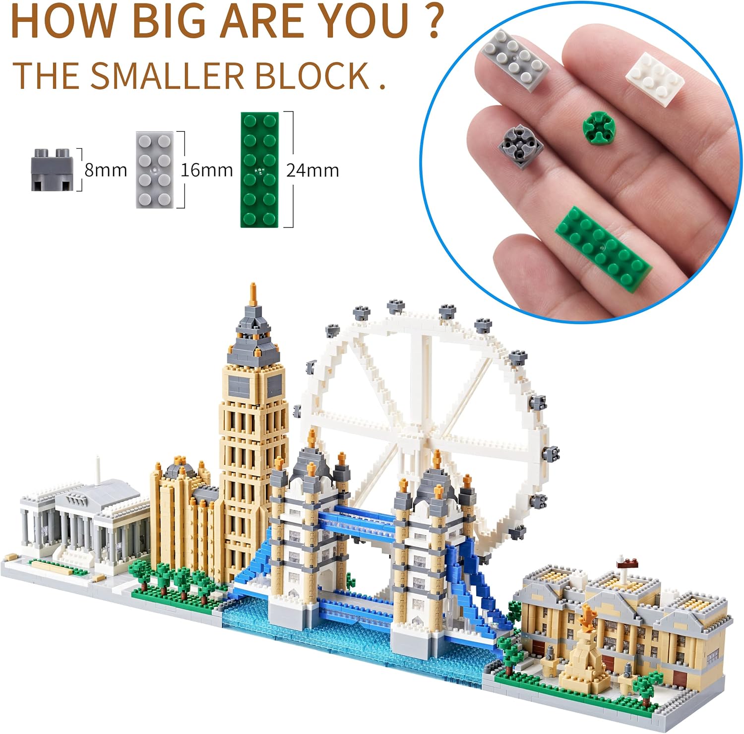 HGB Nincrane DAFDAG Micro Blocks London Skyline Big Architecture Collection Bloque de construcción para adultos, kit de modelo y regalo para niños y
