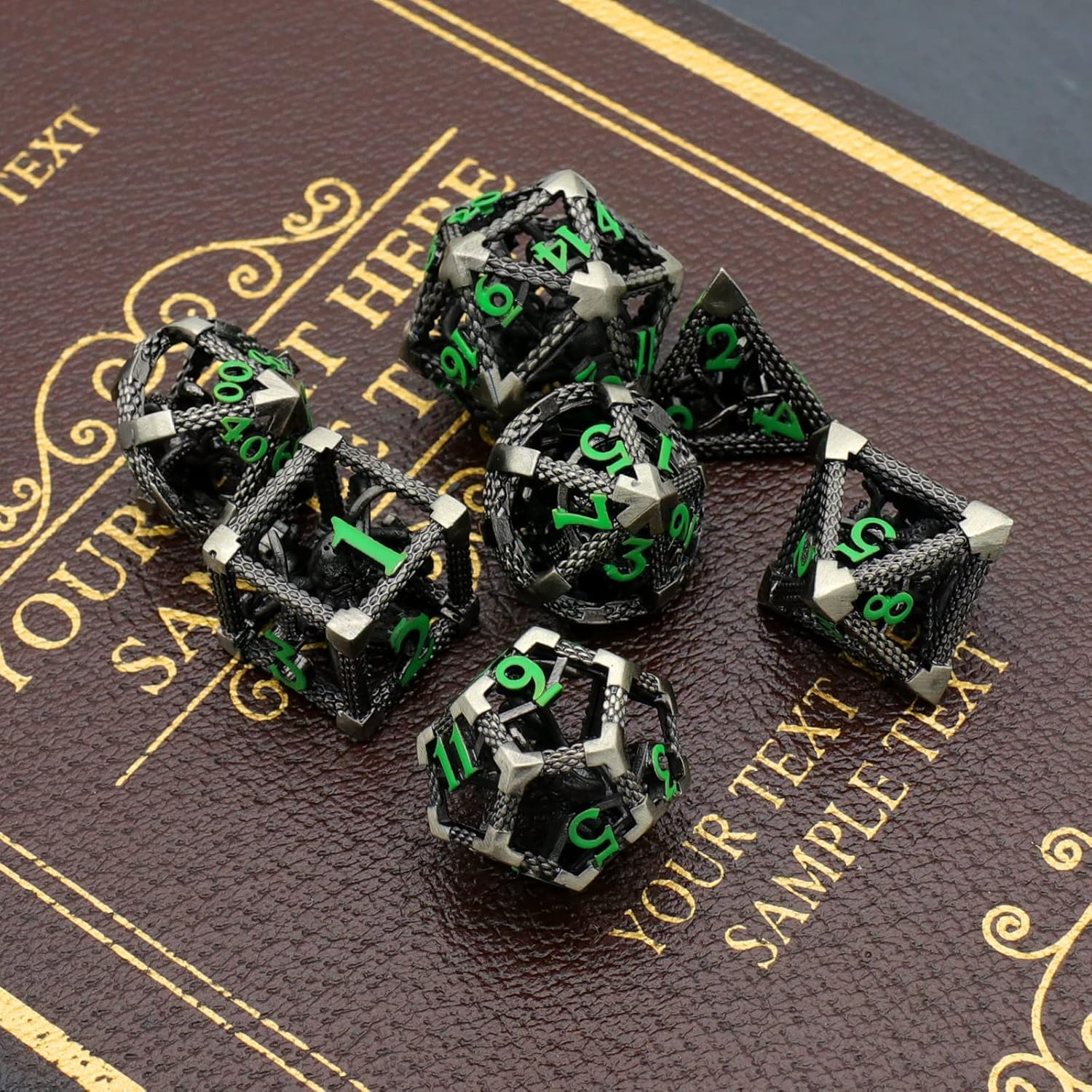 DND – Juego de dados poliédricos de metal de Dungeons and Dragons para juegos de rol, dados HNCCESG Hollow Cthulhu, dados D y D para juegos de mesa,