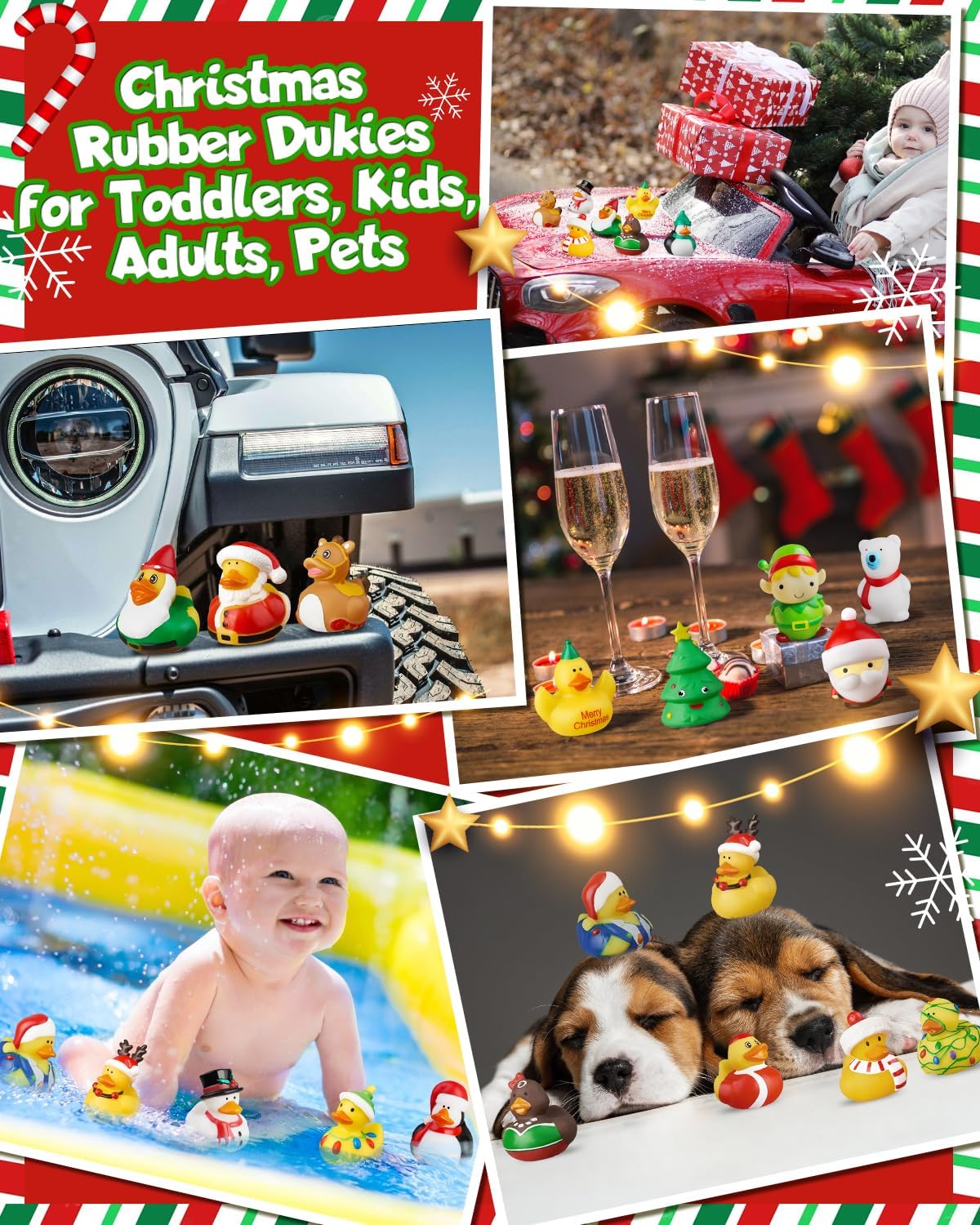 Calendario de Adviento de pato de goma 2023, juguetes de baño de patos de Navidad, calendario de Adviento para niños, patito de goma para patitos