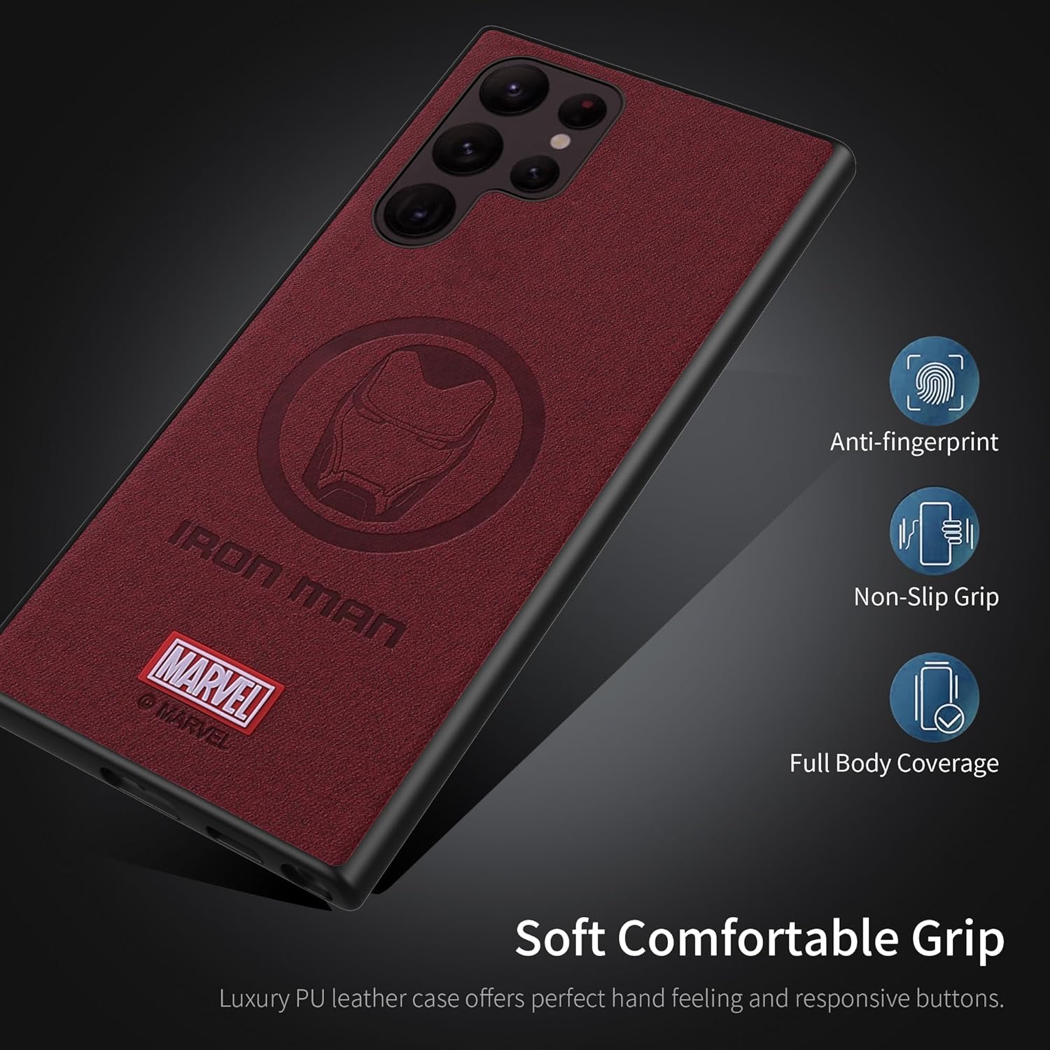 Funda para Galaxy S22 Ultra 5G, con personaje de superhéroe, compatible con Samsung S22 Ultra, color rojo vino