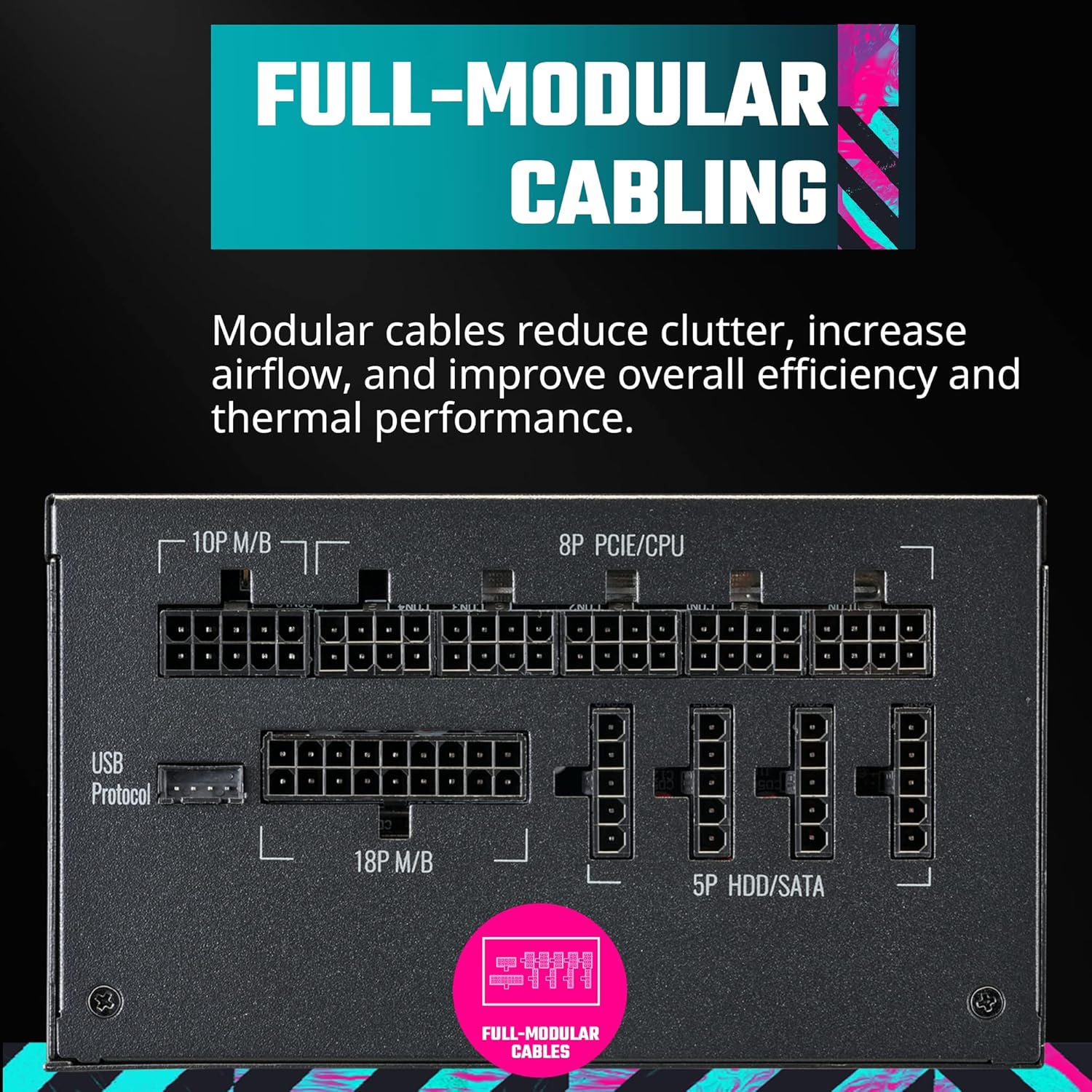 Cooler Master XG750 Plus Platinum ARGB totalmente modular, 750W, panel de visualización de información incorporado, ventilador silencioso ARGB 5.315