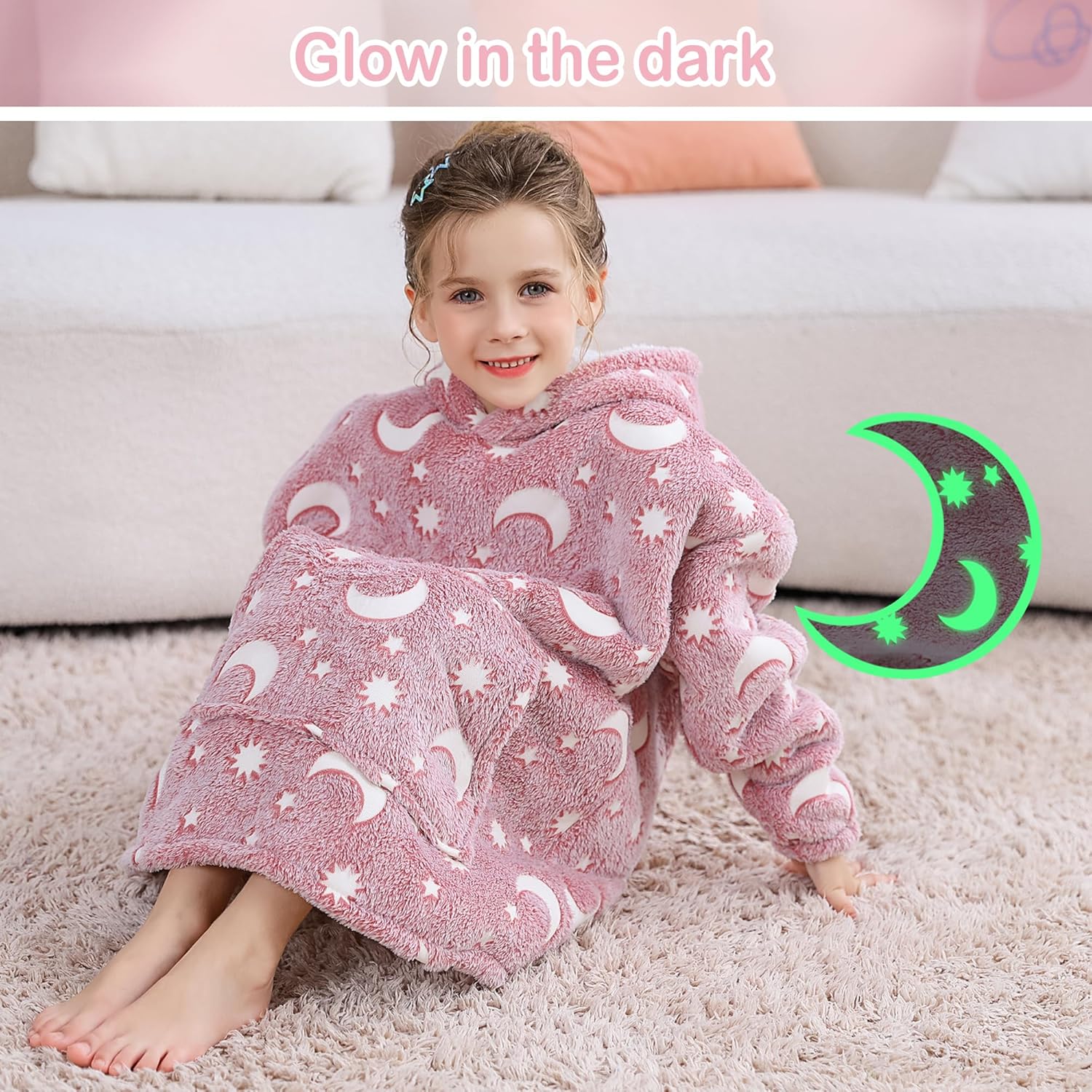 Manta con capucha, manta de forro polar Sherpa para niños, manta de franela con capucha de felpa, regalo de sudadera con bolsillo gigante,