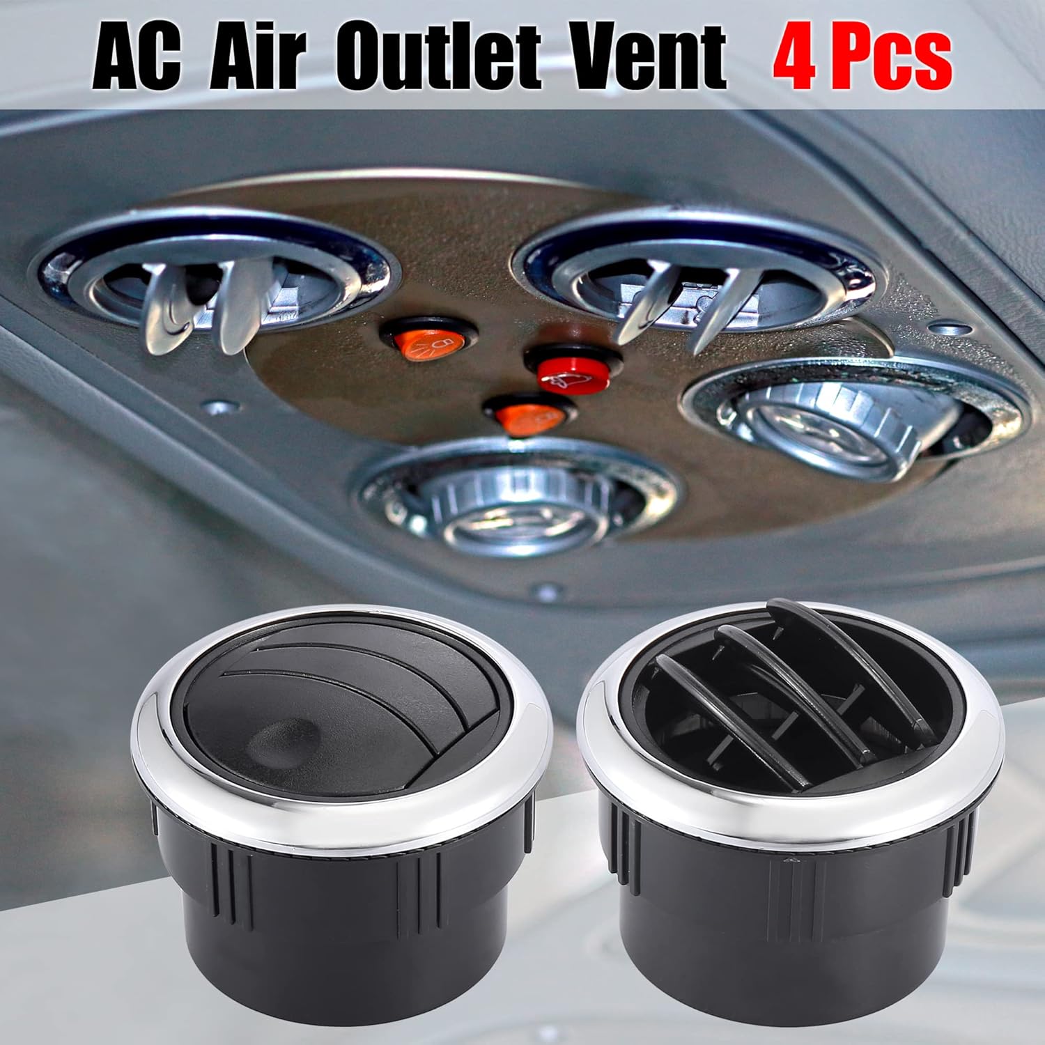 X AUTOHAUX 4 piezas redondas de salida de aire de CA con rejillas de ventilación para tablero de instrumentos galvanizado para autocaravana,