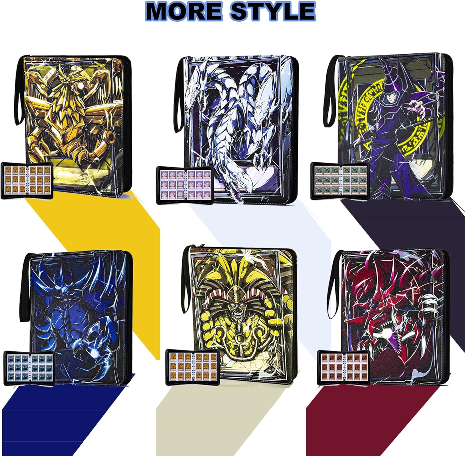 Carpeta de tarjetas de gran capacidad 990 para tarjetas Yugioh, 9 bolsillos con 55 fundas compatible con tarjetas Yu-Gi-Oh.