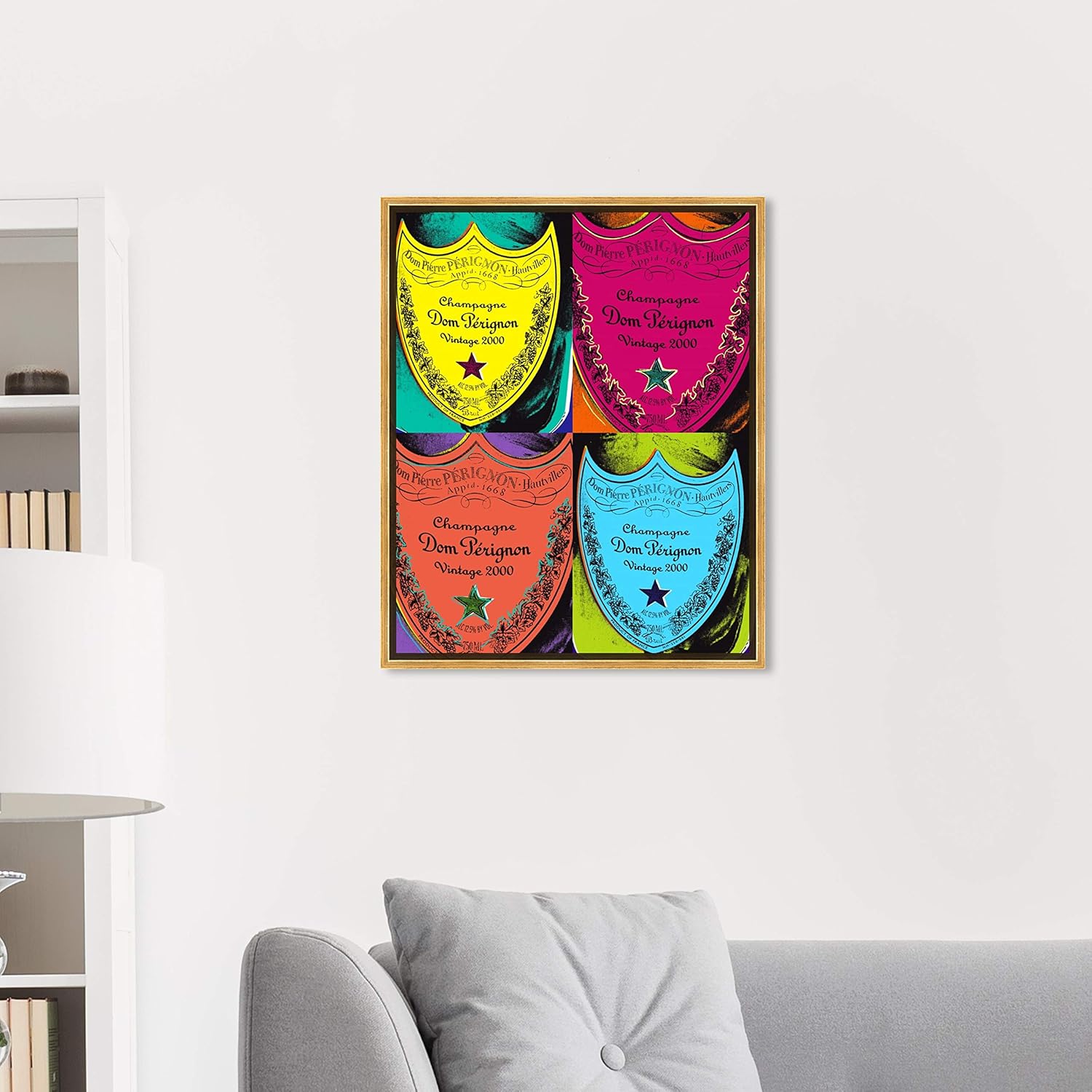 The Oliver Gal Artist Co. Moderno 20.0 x 24.0 pulgadas, Pop Art Champagne, lienzo decorativo para pared, sala de estar Warholesque Dom P, rosa
