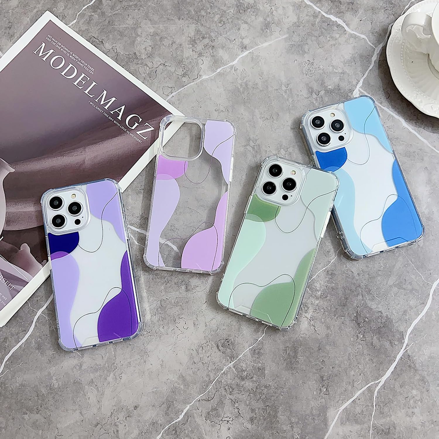 Funda compatible con iPhone 1314, bonita funda con patrón de corazón pintado simple para mujeres y niñas, funda de TPU suave + protección de