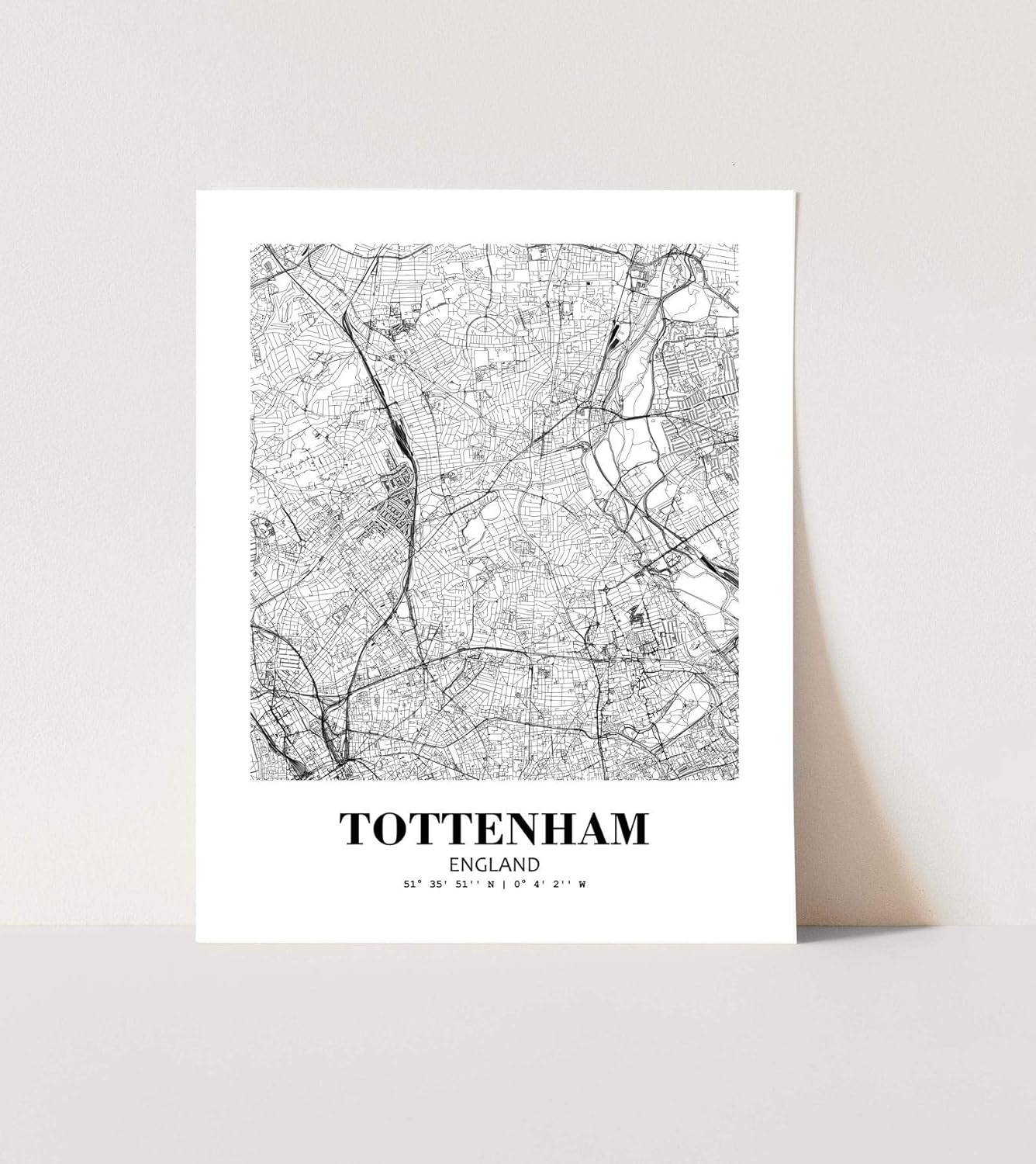 11 x 14 sin marco Tottenham Inglaterra vista de la ciudad abstracta camino moderno mapa arte impresión póster pared oficina decoración del hogar