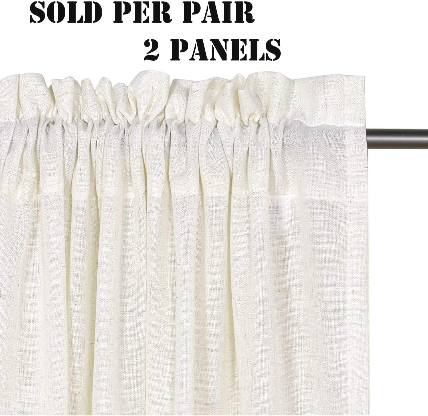 Cortinas con textura de lino con filtrado de luz, tratamiento de ventana, privacidad añadida, cortinas  paneles  tratamiento, bolsillo para barra,