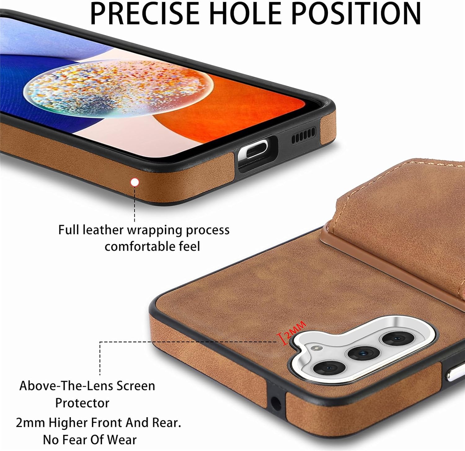 Asuwish Funda tipo cartera compatible con Samsung Galaxy A14M14 5G y protector de pantalla de vidrio templado, soporte para tarjetas, soporte