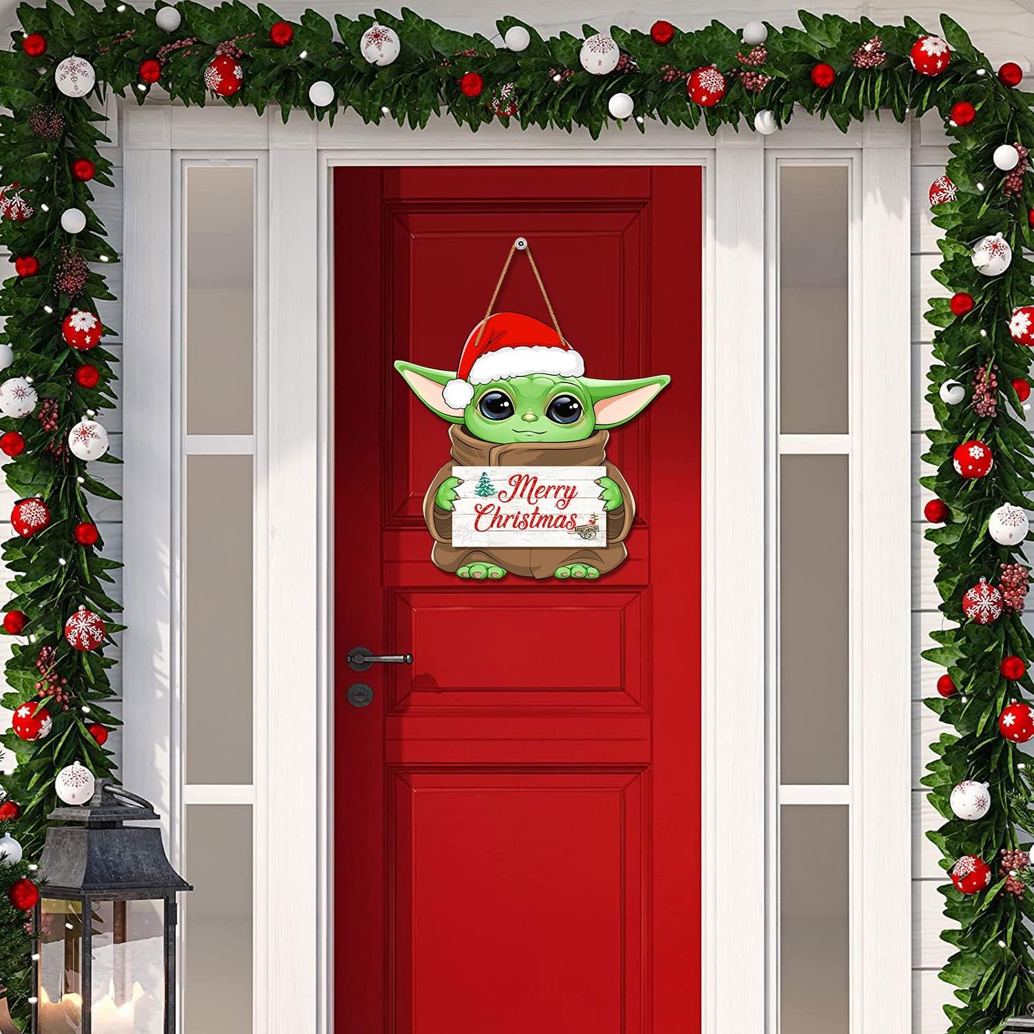 Decoración navideña para puerta delantera, letreros colgantes para decoración navideña, letrero de Feliz Navidad, suministros de fiesta temática de