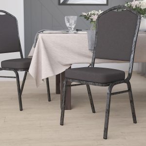 BizChair Silla apilable trasera del banquete de la corona, tela grismarco plateado de la vena BizChair Silla apilable trasera del banquete de la corona, tela grismarco plateado de la vena